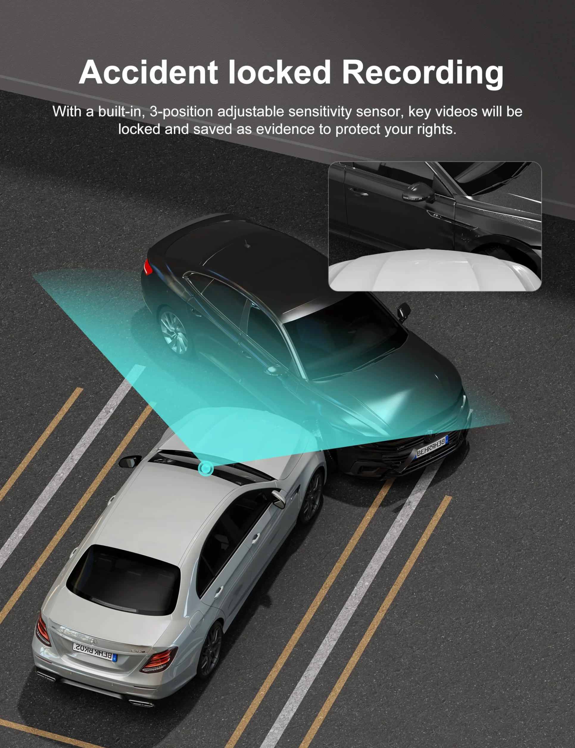 iZEEKER Dash Cam Front and Rear with SD Card 1080P Full HD Car Camera, Dual Dash Camera for Cars with Accident Recording, Parking Monitor, Night Vision, WDR