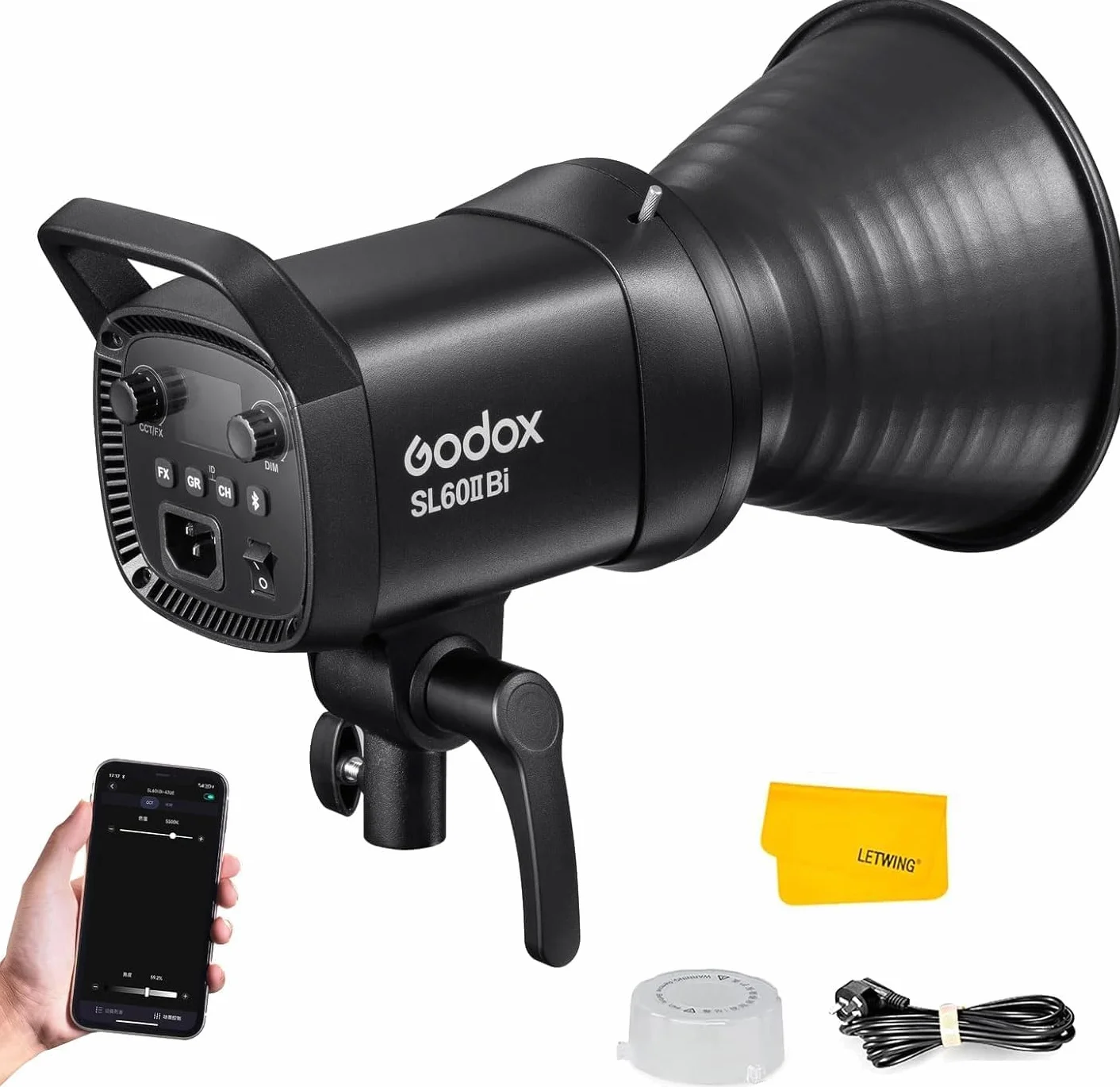 Godox SL60IIBi dwukolorowa lampa wideo LED, 2800K-6500K CRI96+ TLCI97+ sterowanie aplikacją tryb cichy Bowens Mount LED światło ciągłe do nagrywania wideo oświetlenie fotografii