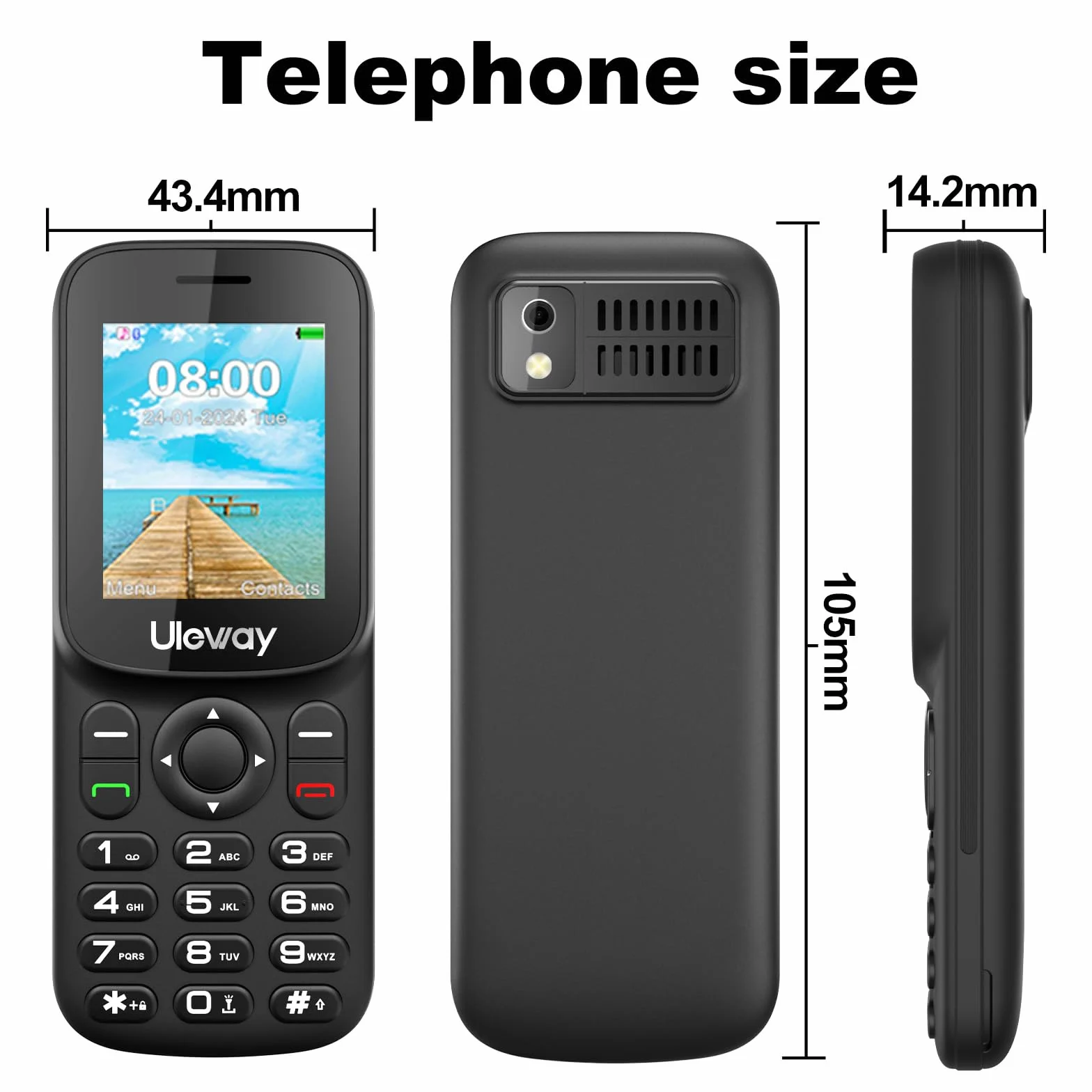 Telefon 4G LTE Mini telefon z przyciskami bez umowy, kolorowy wyświetlacz 1,7 cala, Bluetooth 1000 mAh, długi czas czuwania, Dual SIM, przenośny, telefon komórkowy dla seniorów z latarką LED
