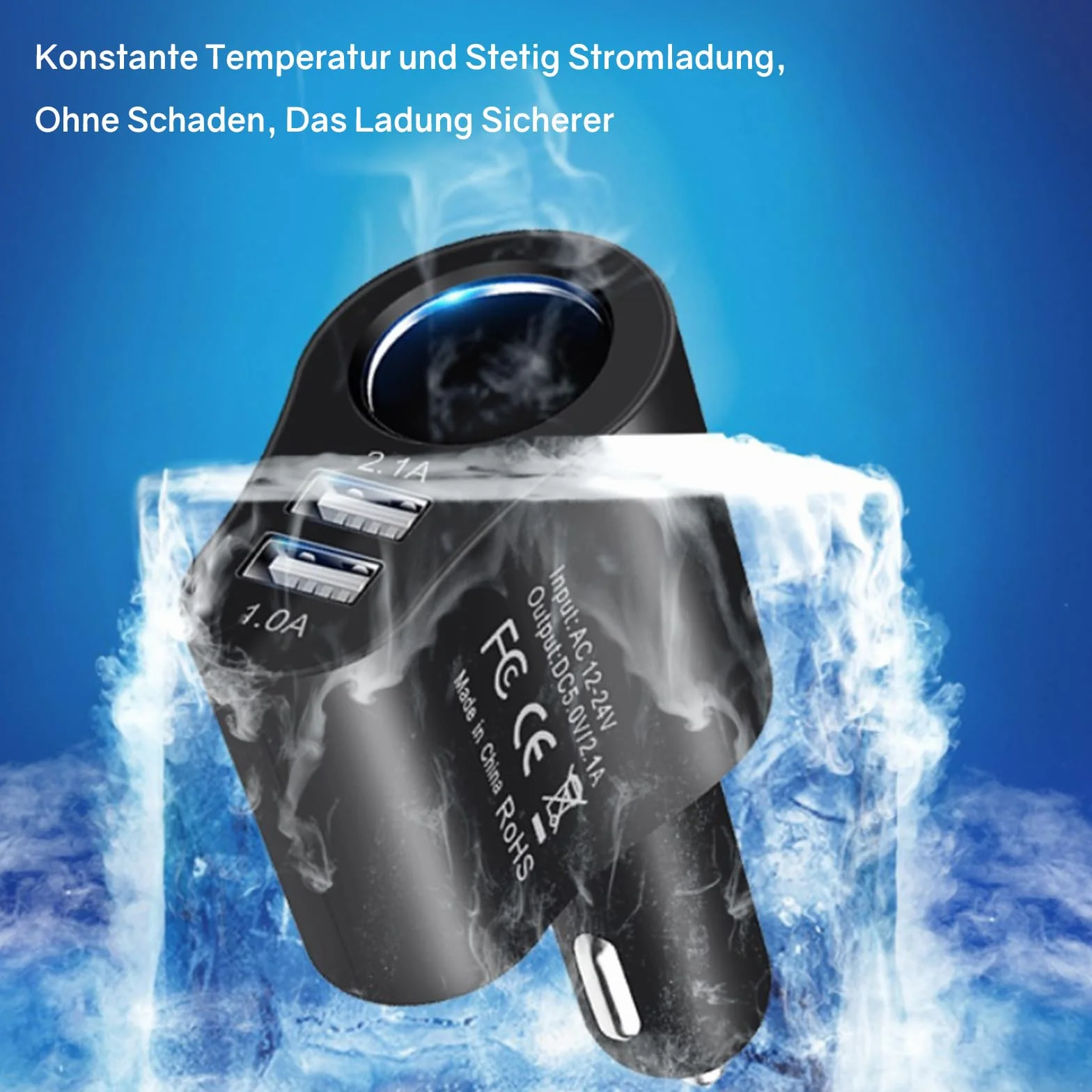 Powice Adapter do gniazda zapalniczki samochodowej 3 w 1, rozdzielacz USB, 12 V, ładowarka samochodowa, rozdzielacz zapalniczki samochodowej 12 V/24 V DC 120 W z podwójnym portem USB do 16 15 14 13 12