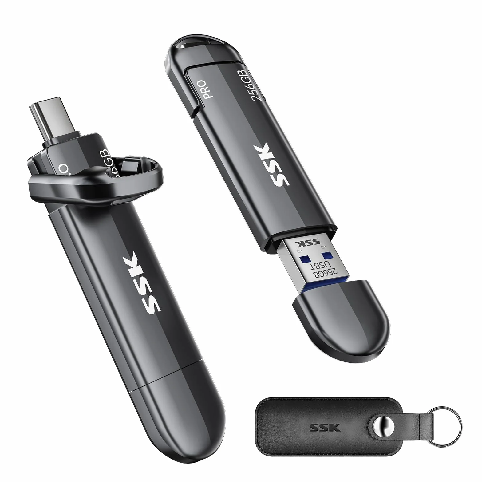 SSK Zewnętrzny dysk SSD 256 GB 1000 MB/s USB 3.2 Gen 2 USB-C USB-A przenośny