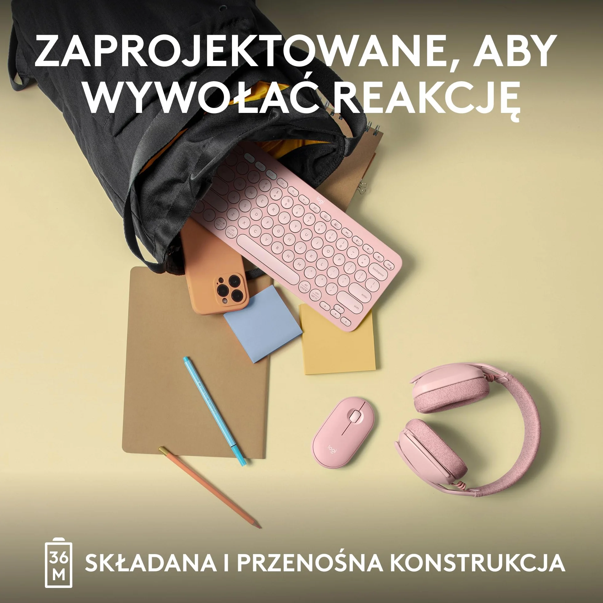 Logitech Pebble Keys 2 K380s, bezprzewodowa klawiatura Bluetooth do wielu urządzeń z ustawianymi skrótami, smukła, przenośna, przełączanie, Windows, macOS, iPadOS, Android, Chrome OS, QWERTY US-Różowy