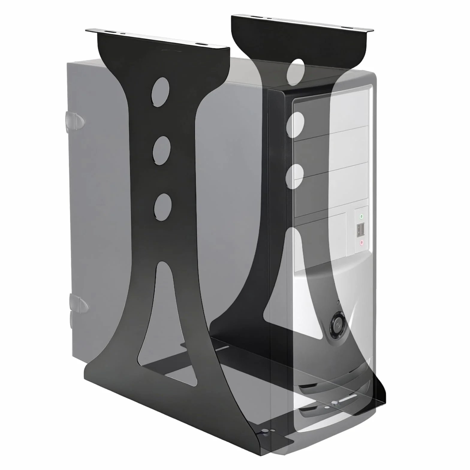 Uchwyt do komputera pod biurko, regulowany 150-230 mm, do zawieszenia na komputerze, nośność do 30 kg, do dużych obciążeń, do większości hostów (czarny)