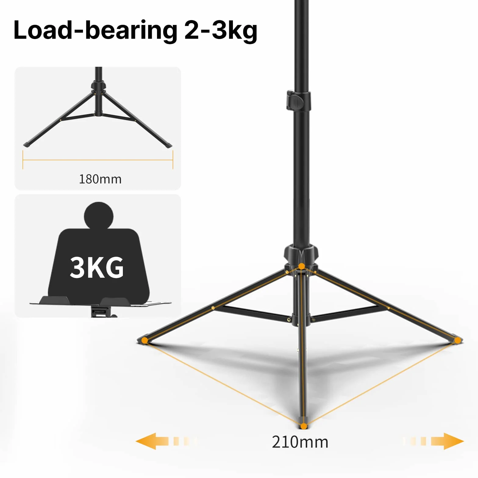 ULANZI Stojak do projektora z regulacją wysokości od 60 do 150 cm, aluminiowy stojak na laptopa ze składaną listwą nośną 3 kg, regulowany w zakresie 360° i 180°, przenośny stojak na nuty