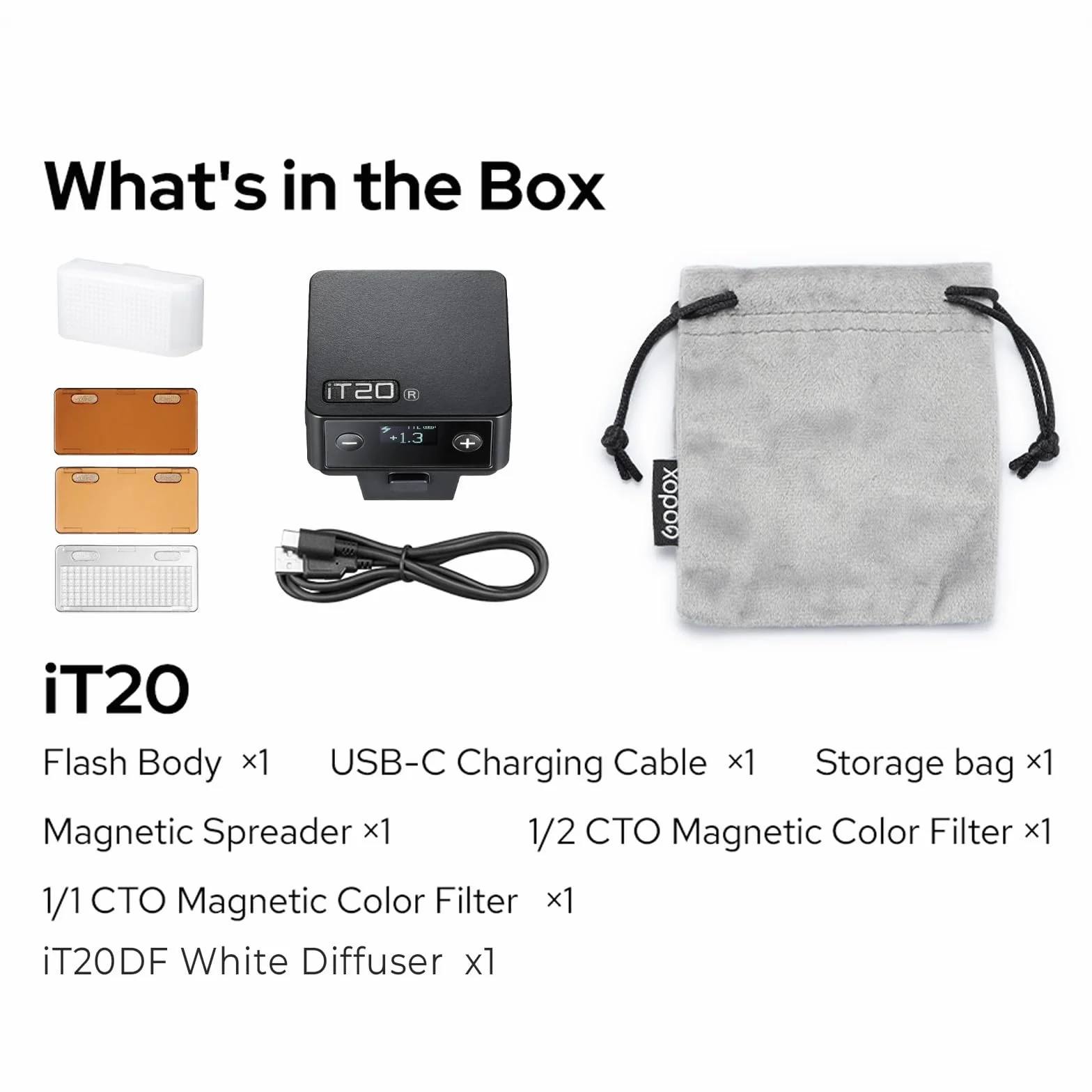 Godox iT20-R TTL mini lampa błyskowa do Ricoh GR III z dyfuzorem, kompatybilna z P-TTL, USB-C