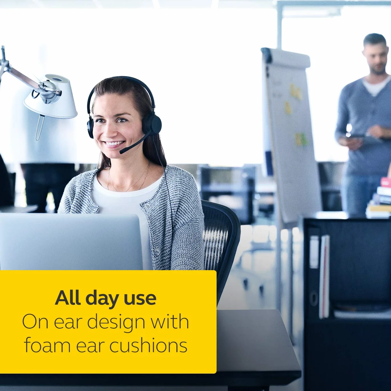 Jabra Evolve 20 Mono Headset Microsoft Certified VoIP Headphones Passive Noise Cancellation USB-Cable Controller Black