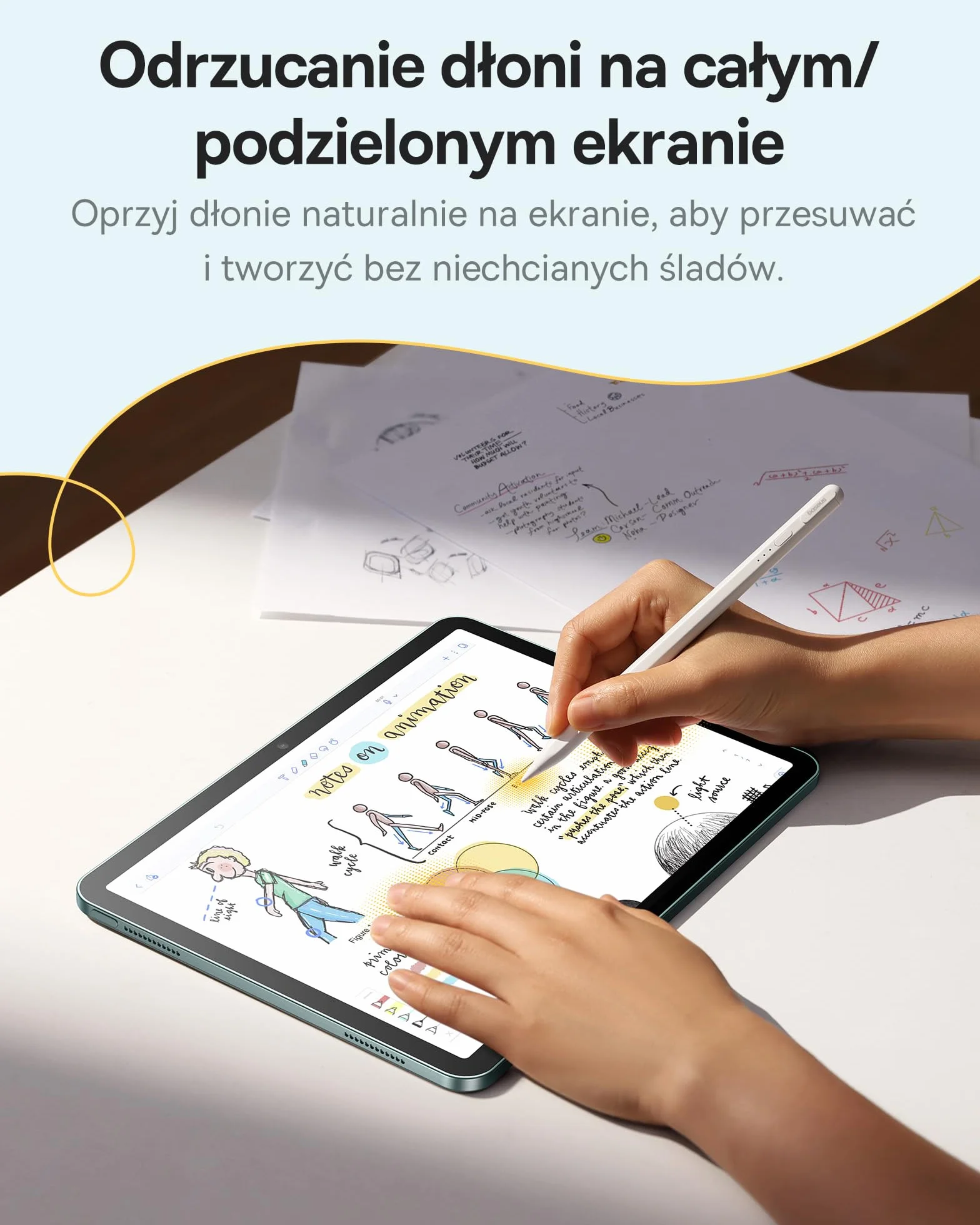 [1:1 Oryginał] Baseus Rysik do iPad 2018-2024, 17 Godziny Autonomii, Odrzucanie Dłoni, Czulność Do Nachylenia, Stylus do iPad 6/7/8/9/10, iPad Pro 11"/12.9"/13", Air 3/4/5/6, Mini 5/6