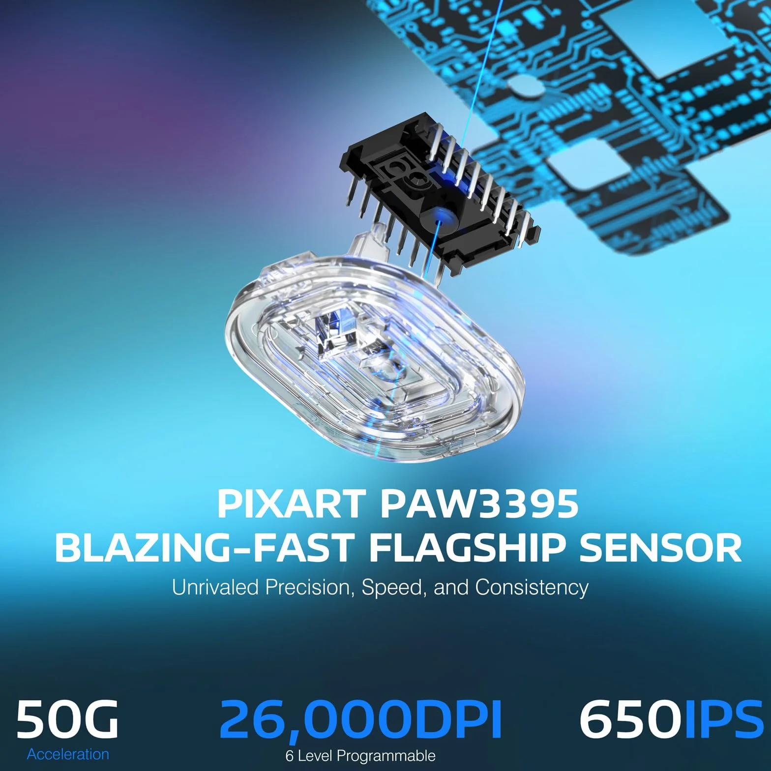 VGN GAMEPOWER ATTACK SHARK X3 SUPERLIGHT Bezprzewodowa mysz do gier, ultralekka mysz 49 g, PixArt PAW3395, 26000 DPI, Tri-mode 2.4G/USB-C przewodowa/Bluetooth, G502, bateria 200 godzin, przełącznik