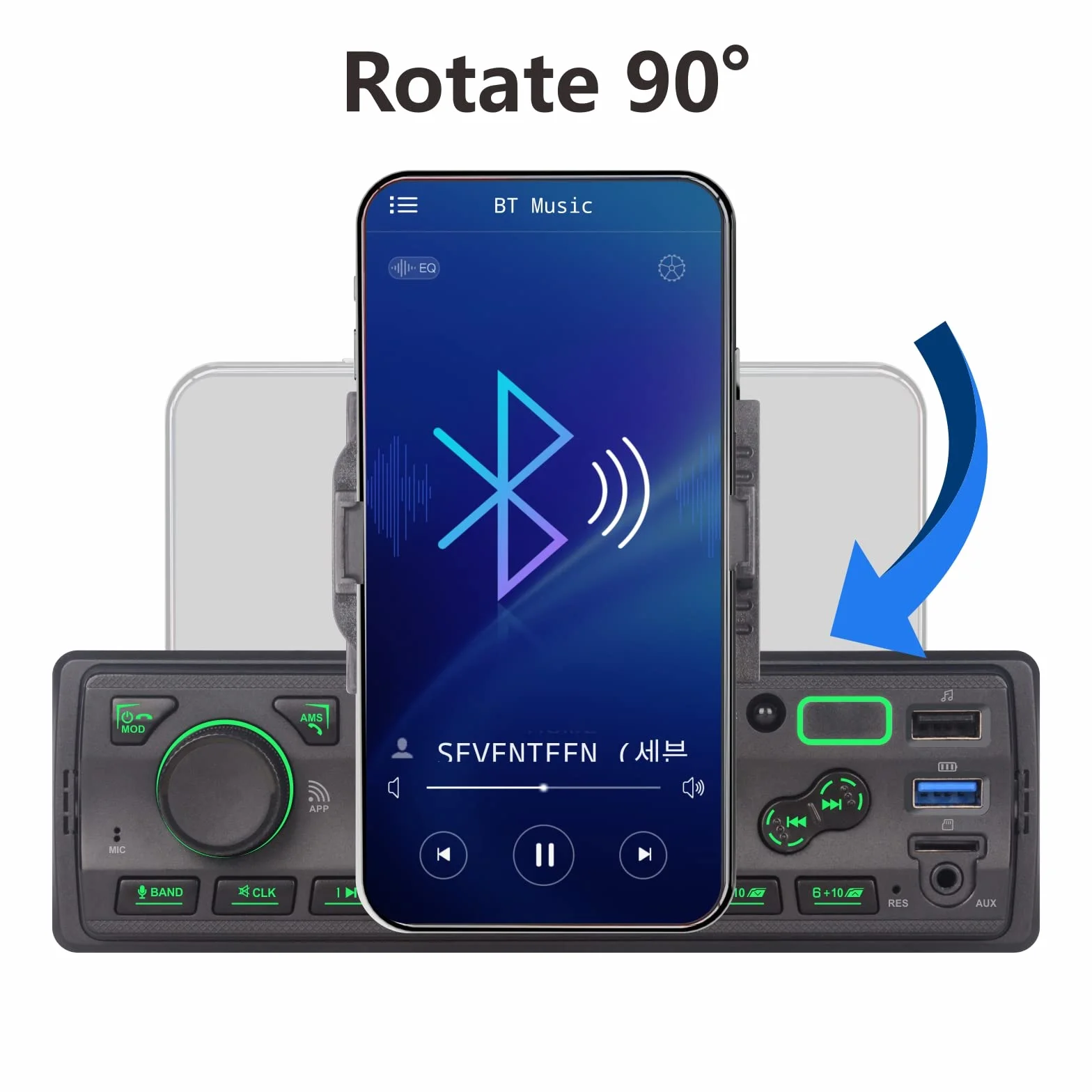 Samochód stereo z singlem Bluetooth Single Din with App Control MP3 Odtwarzacz obsługuje połączenia bezpłatne/USB/FM/AM/TF/Aux-in/EQ, odbiorniki radiowe samochodowe z uchwytem telefonu Zewnętrzne mikrofon SWC