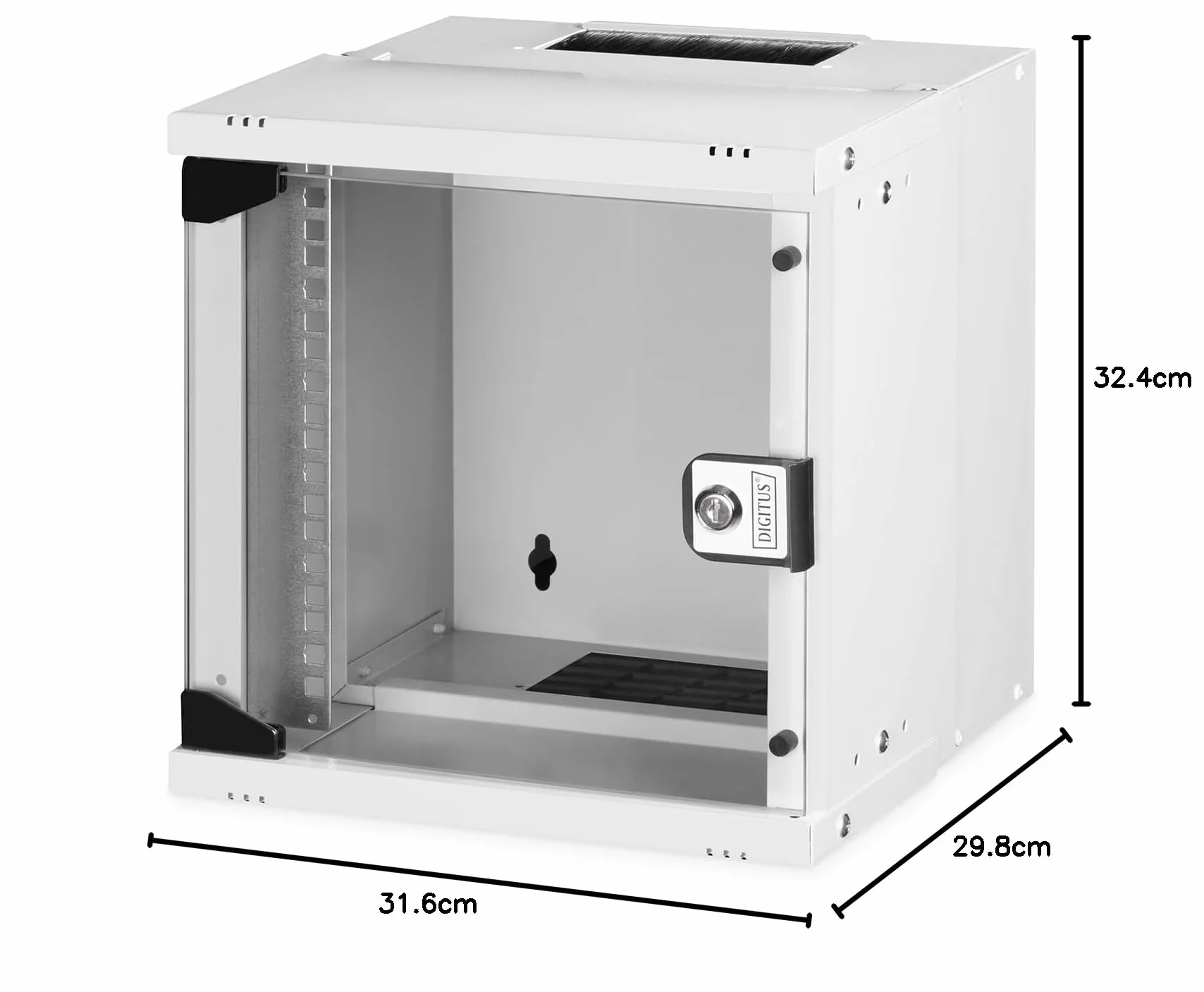 DIGITUS Szafka sieciowa 10 cali - 6 U - montaż ścienny - bez montażu - wys. x szer. x gł. 324x316x298 mm - nośność 30 kg - głębokość użytkowa 254 mm - stopień ochrony IP20 - seria SOHO Pro - szary