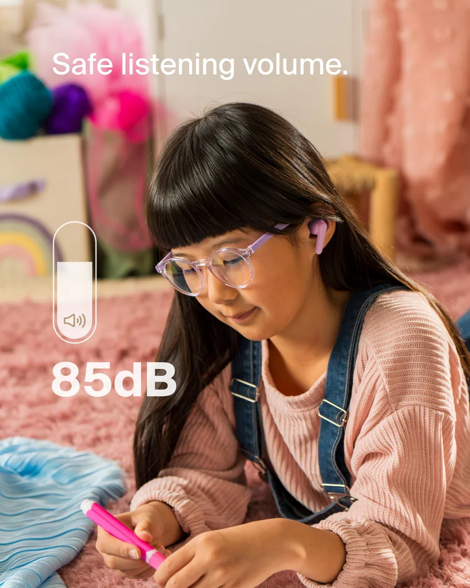 Słuchawki Douszne Bluetooth Dla Dzieci Belkin Soundform Nano 2 Z Wbudowanym Mikrofonem, 28 H Pracy Na Baterii, Bezpieczna Głośność 85 Db, Wodoodporność Ipx5 – Do Iphone'A, Ipada, Galaxy – Różowe