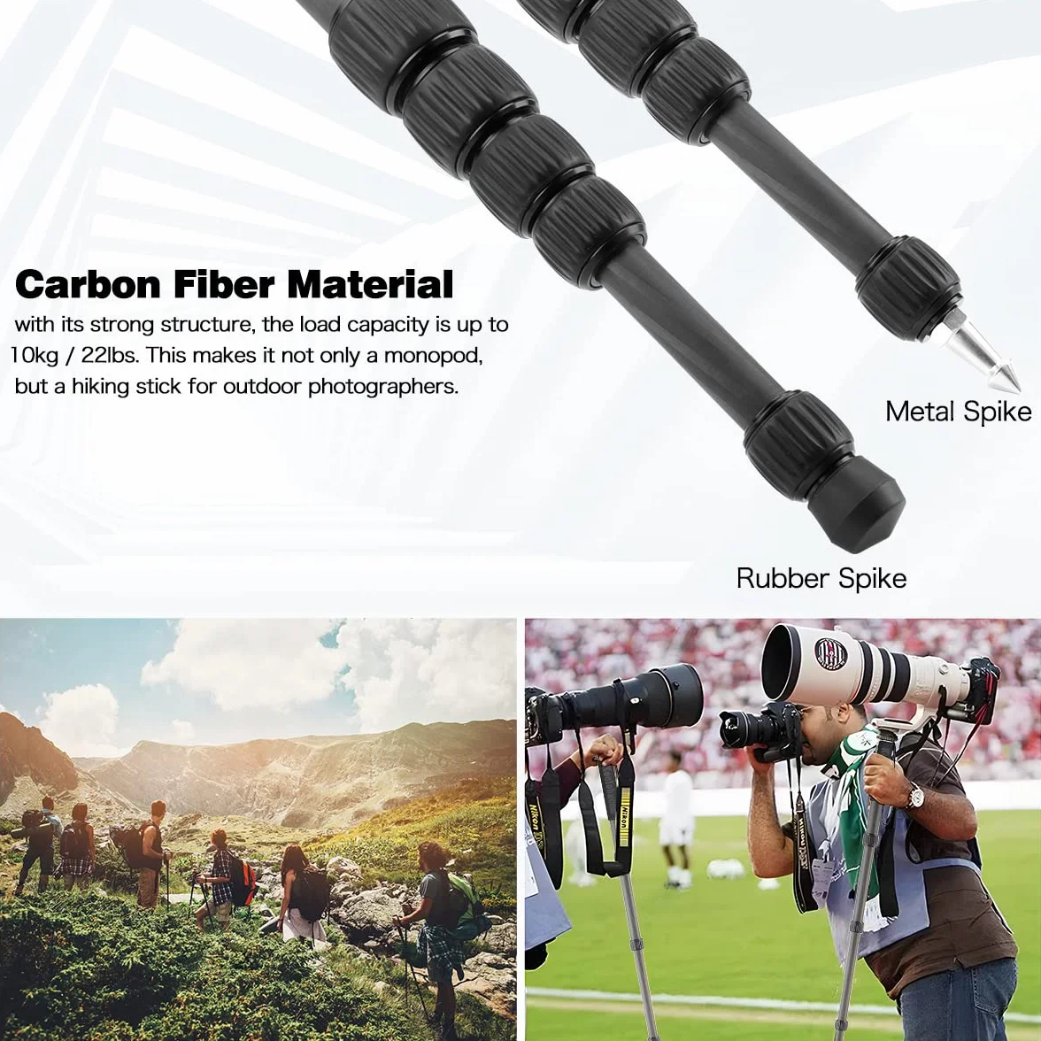 Koolehaoda Monopod z włókna węglowego 6-sekcyjny 10 kg MP286C