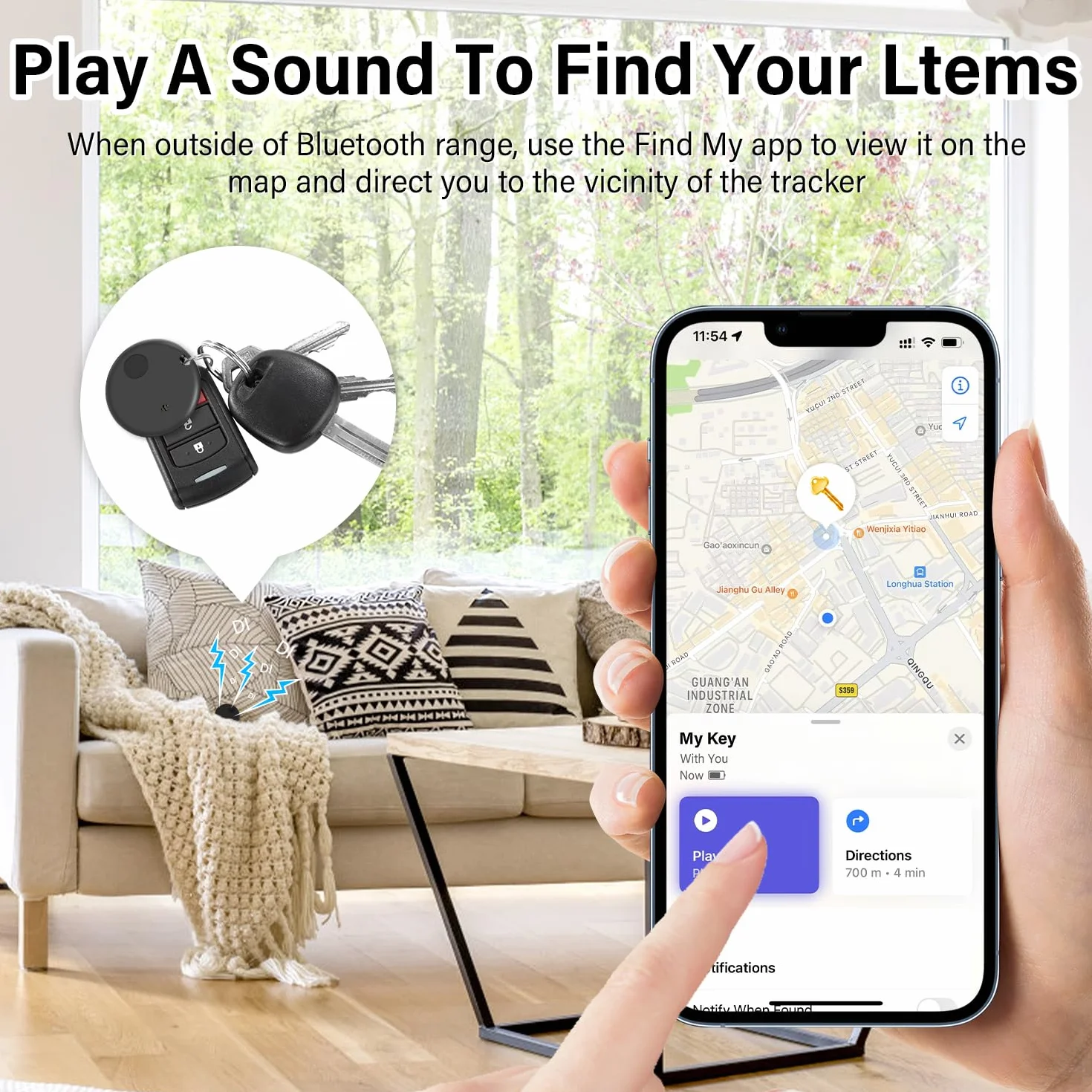 Lokalizator kluczy Tag śledzący Air Tracker kompatybilny z Apple Find My 4 sztuki, żywotność baterii jeden rok