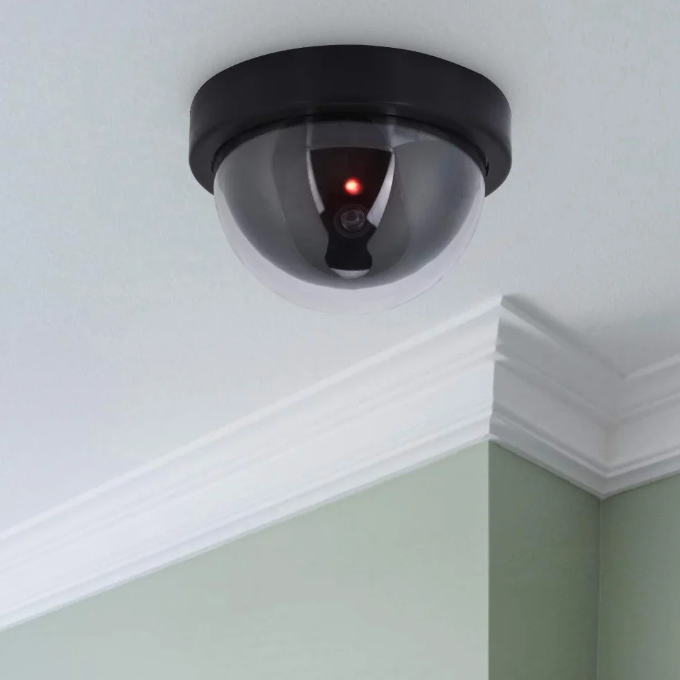Atrapa kamery, Dummy Dome Camera Migające światło LED Symuluje kamerę bezpieczeństwa, Wewnętrzna zewnętrzna fałszywa kamera monitorująca Dummy Security Camera do domu/na zewnątrz