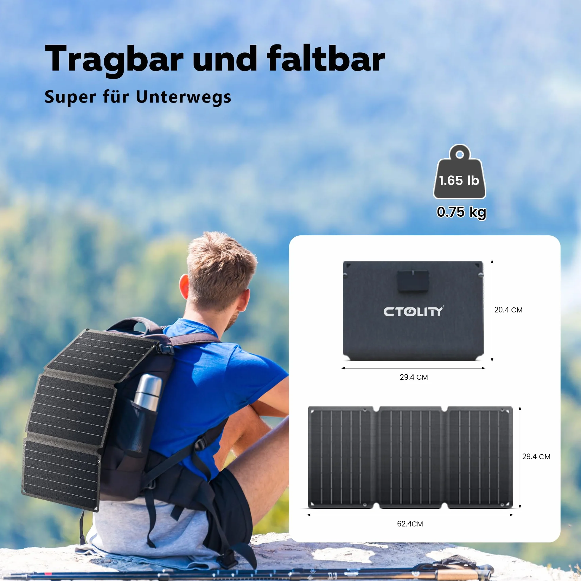 Ładowarka słoneczna 21W przenośny panel słoneczny USB-C DC 3A