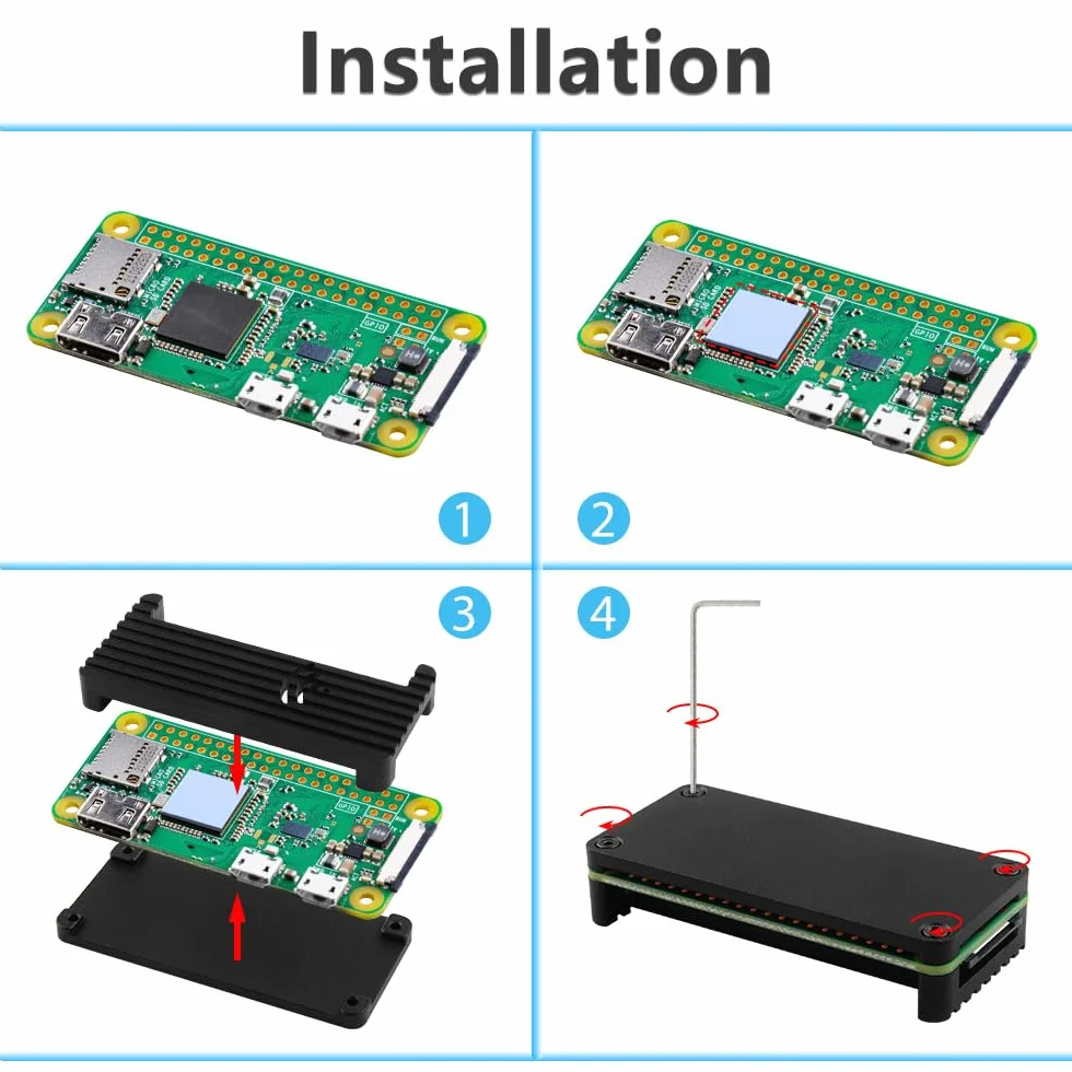 GeeekPi Zestaw startowy dla Raspberry Pi Zero W, z obudową RPi Zero W, karta SD 64GB, zasilacz, nagłówek 20Pin, adapter Micro USB do OTG, kabel HDMI, adapter HDMI, kabel przełącznik i 4 porty USB Hub