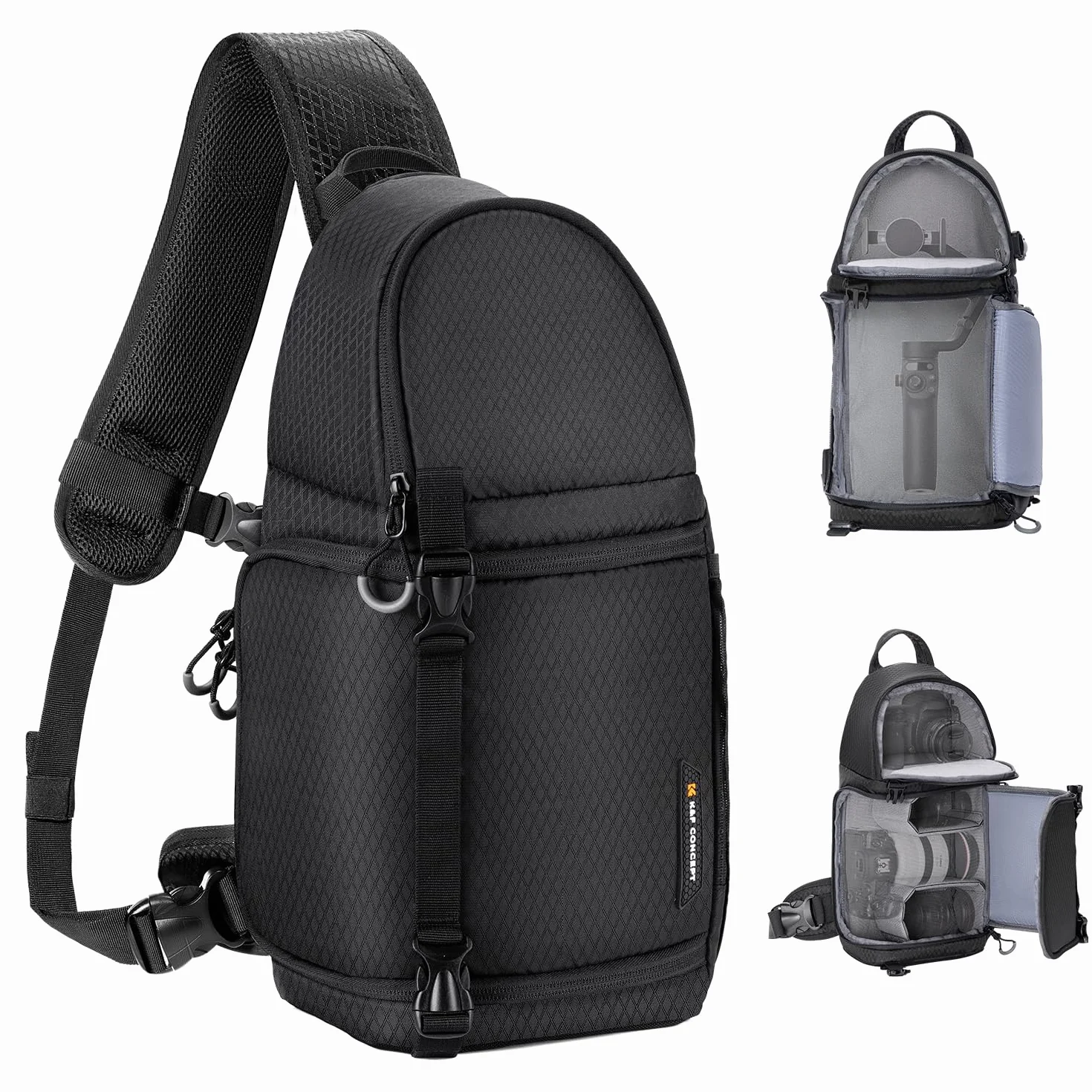 K&F Concept Torba na ramię na aparat torba crossbody wodoodporny plecak na aparat DSLR/SLR/futerał na aparat bezlusterkowy torby fotograficzne, Czarny, M, Klasyczny