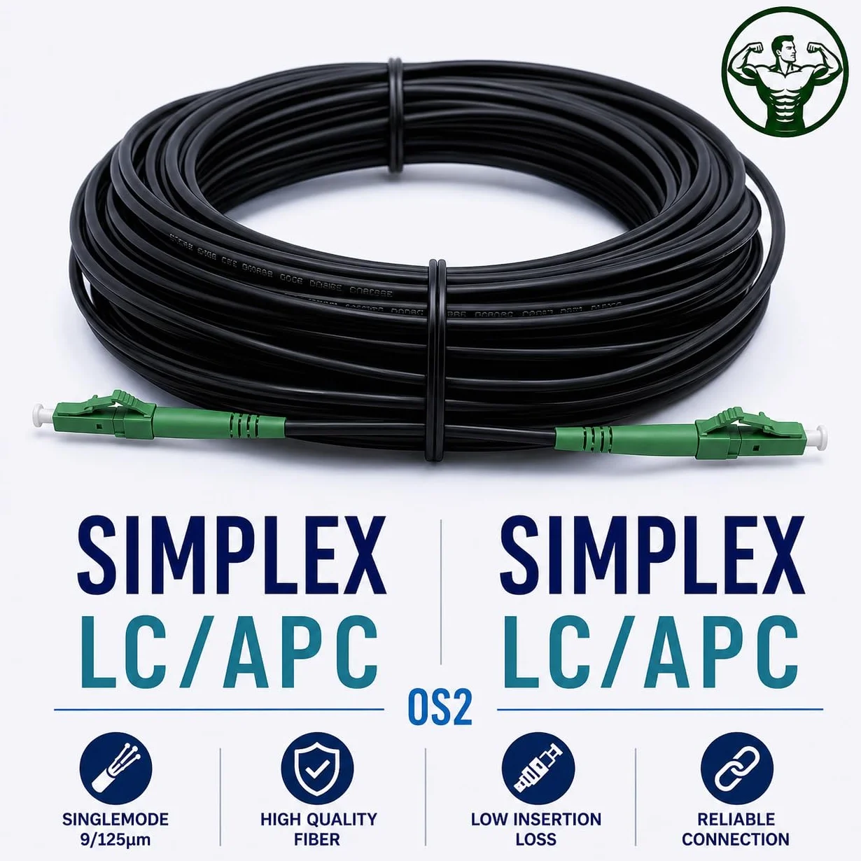 Elfcam LC/APC Kabel światłowodowy Simplex jednomodowy 30M