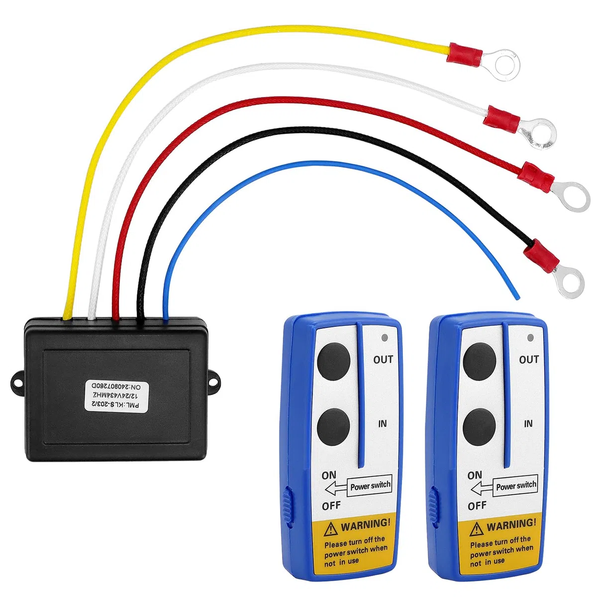 QWORK® Pilot zdalnego sterowania do wciągarki linowej, elektryczna wciągarka linowa, pilot zdalnego sterowania, zasięg 30-70 m, 12 V, baterie nie wchodzą w zakres dostawy