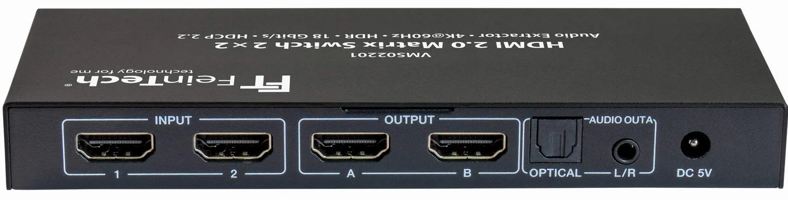 FeinTech VMS02201 HDMI 2.0 Matrix Switch 2x2 z ekstraktorem audio 4K HDR SPDIF