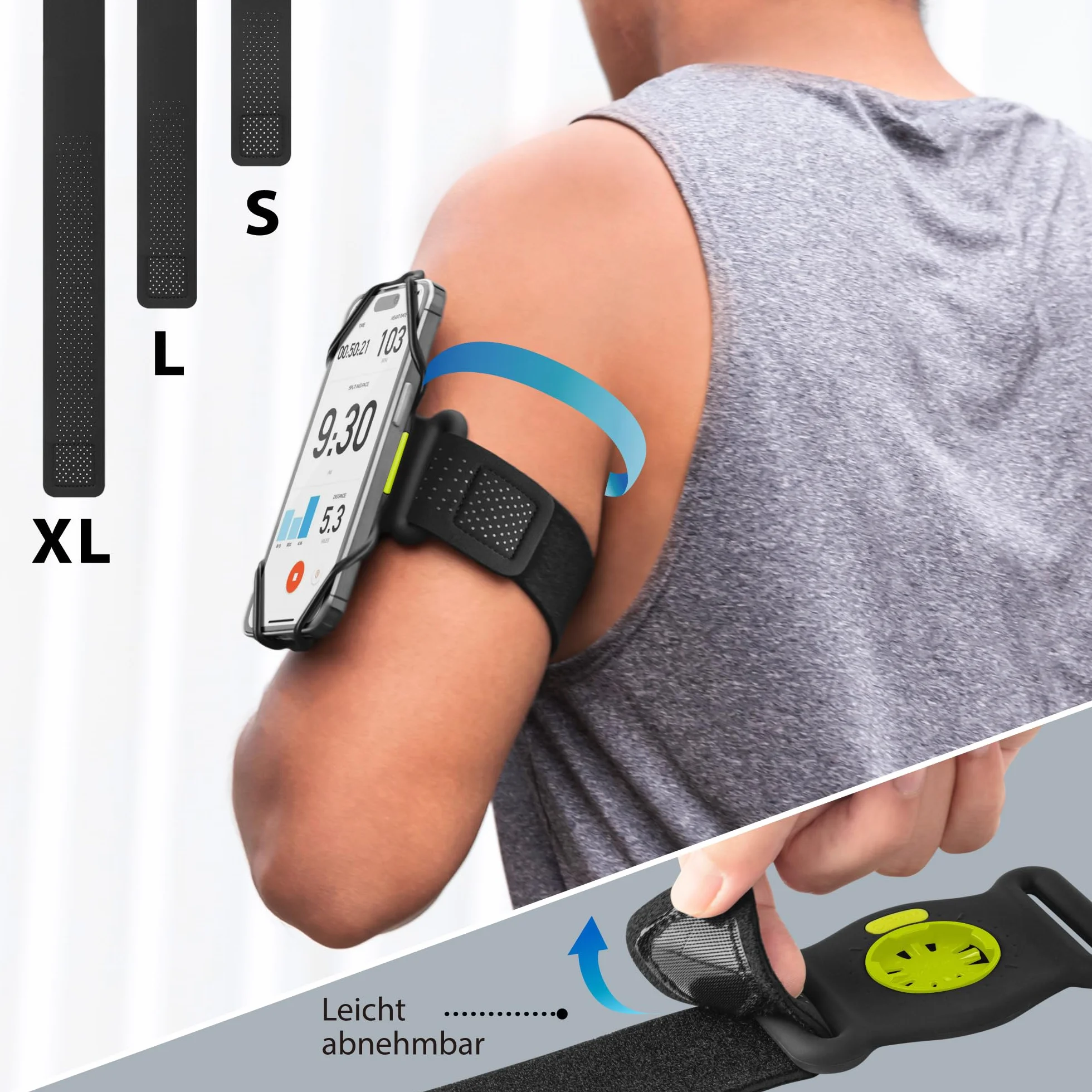 Bone Run and Bike Tie Connect Kit 2 magnetyczne, obracane o 360° szybkozłączki 2 w 1, uchwyty na telefon komórkowy do joggingu, jazdy na rowerze, uniwersalna, sportowa bransoletka, uchwyt na rower