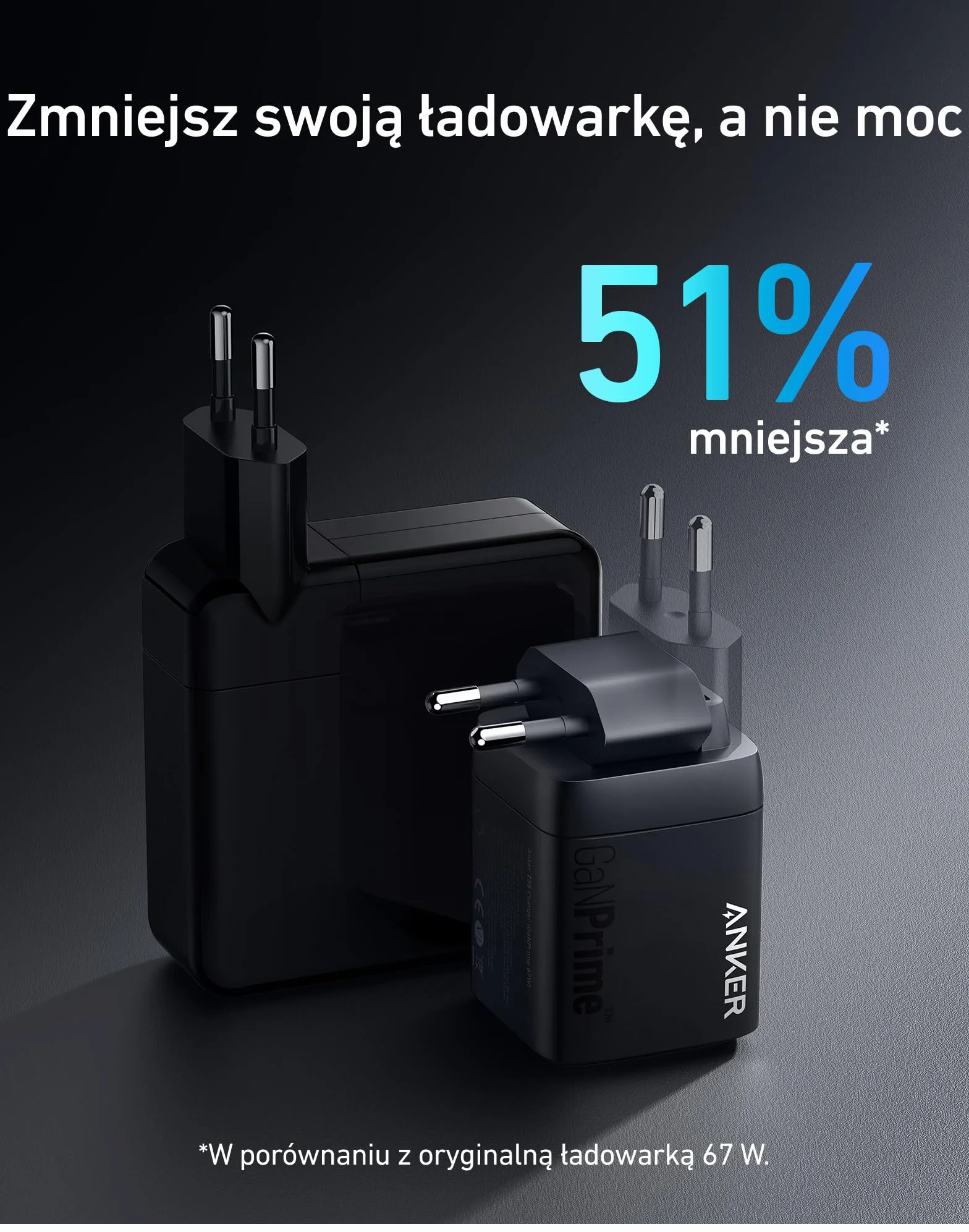 Ładowarka USB-C 67 W, Anker Prime GaN, 3-portowa szybka ładowarka, kompaktowa składana konstrukcja, kompatybilna z MacBook Pro/Air, Pixelbook, iPad Pro, iPhone 16/15/14, Galaxy S23, Note 20,