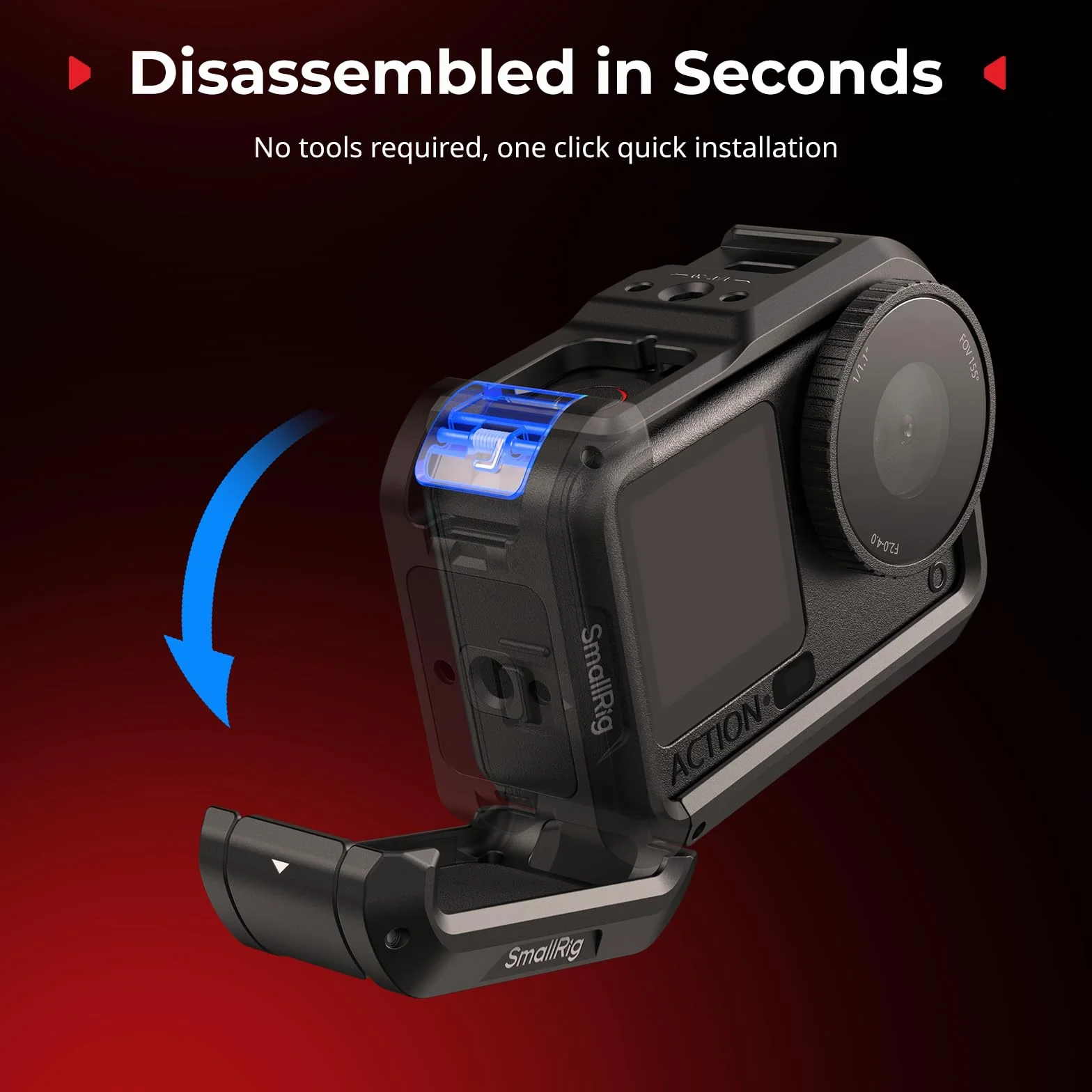 SMALLRIG Klatka do DJI Osmo Action 6 (Advanced Edition), aluminiowa klatka na kamerę z zimną stopką, paskiem na nadgarstek, osłoną obiektywu, ramką ochronną z otworami montażowymi 1/4"-20-5887
