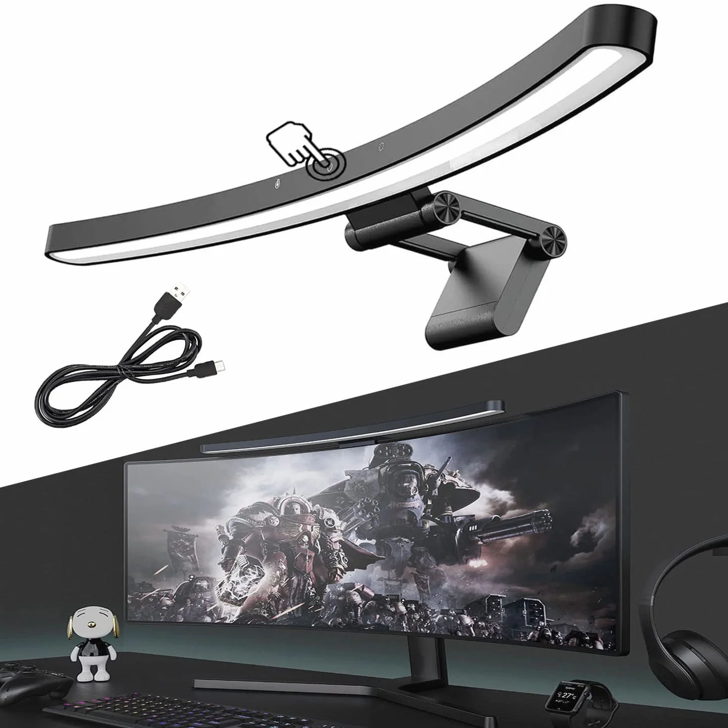 Light Bar Touch Control 55 cm lampa ekranowa USB z regulacją odcienia i bezstopniowym ściemniaczem