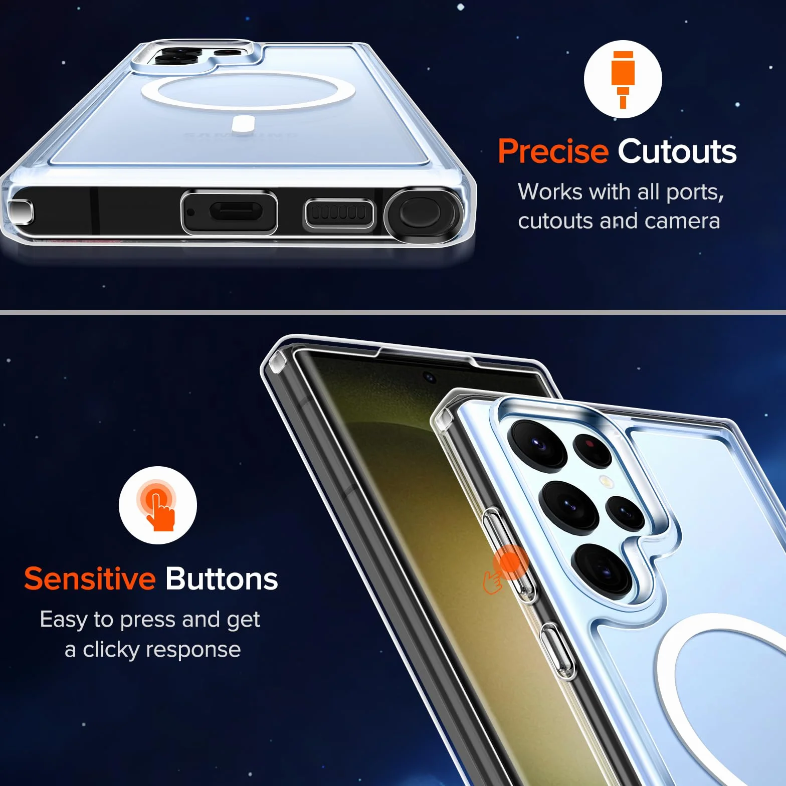 iVoler Przezroczyste magnetyczne etui do Samsung Galaxy S23 Ultra 5G, kompatybilne z MagSafe, [przeciw żółknięciu] [Odporny na wstrząsy wojskowy] Przezroczysty cienki pokrowiec odporny na zarysowania