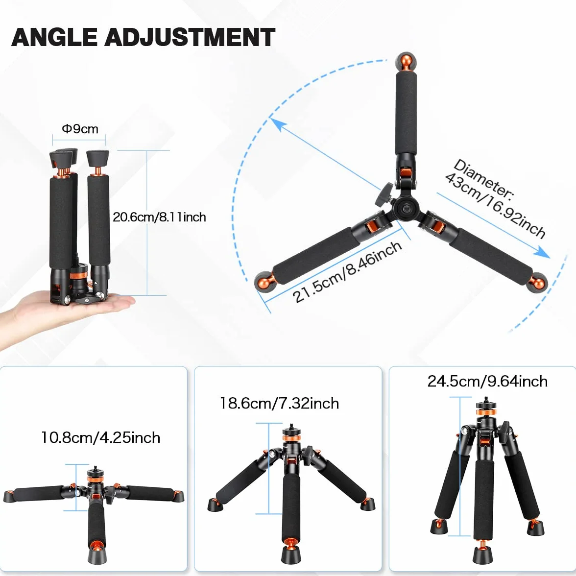 Koolehaoda Kamera monopod z metalową podstawą statywu, 6 sekcji regulowanej wysokości 46-177cm, średnica nogi Φ28 mm do kamery wideo DSLR Fotografia DV, maksymalne obciążenie 6 kg