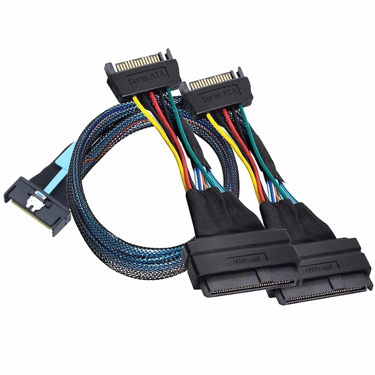 PCIE Gen 5.0 Slimline SAS MCIO 8i 8X 74P do 2XSFF 8639+15P kable połączeń danych z serwerem (0,5 m)