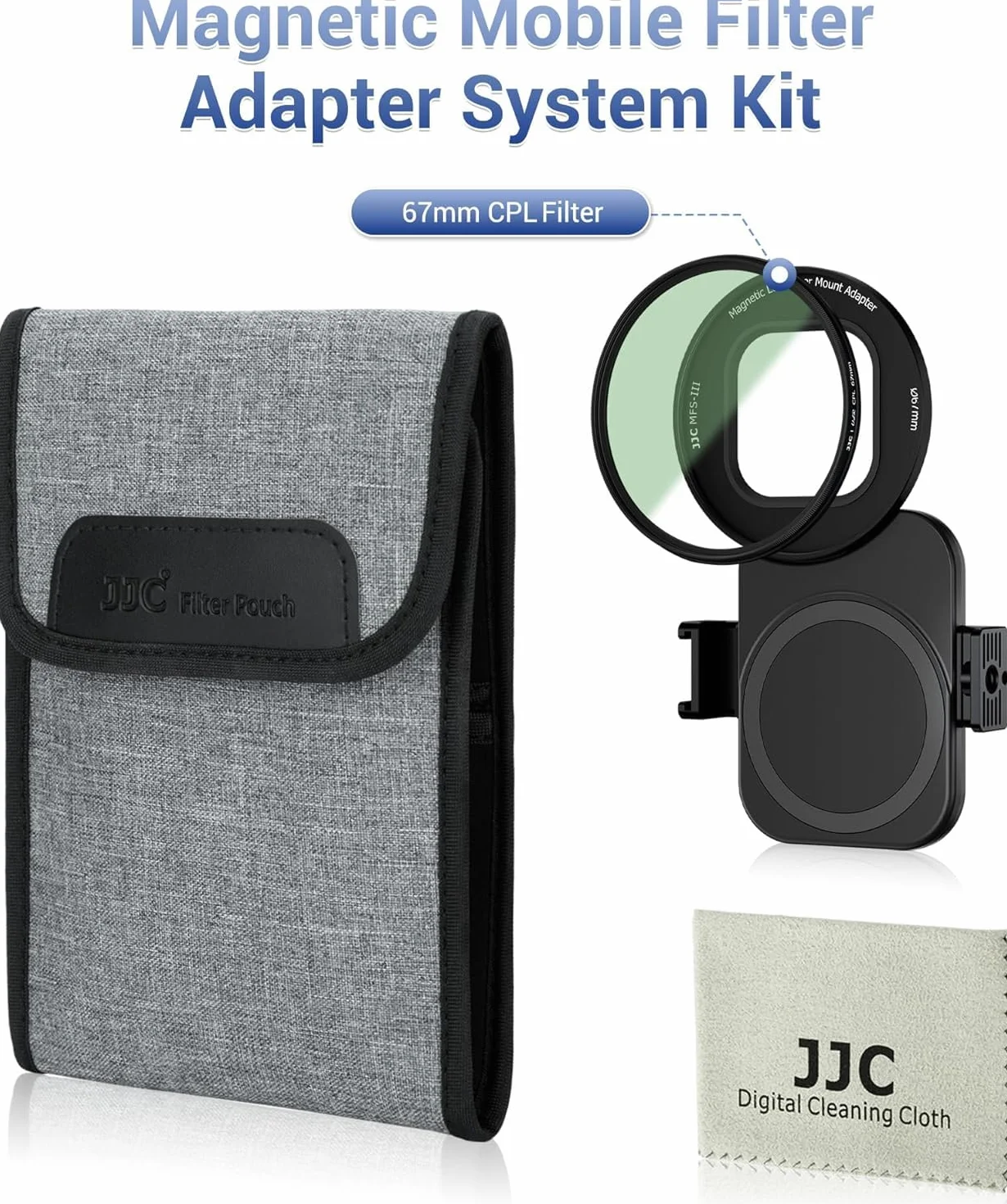 Upgraded 67 mm Phone Lens Filter Adapter Mount + CPL do iPhone 17 16 15 14 Pro Max Plus Air, dwustronny magnetyczny pierścień filtra do telefonu z pierścieniem 1/4-20" i wyciąganym zimnym butem, aby