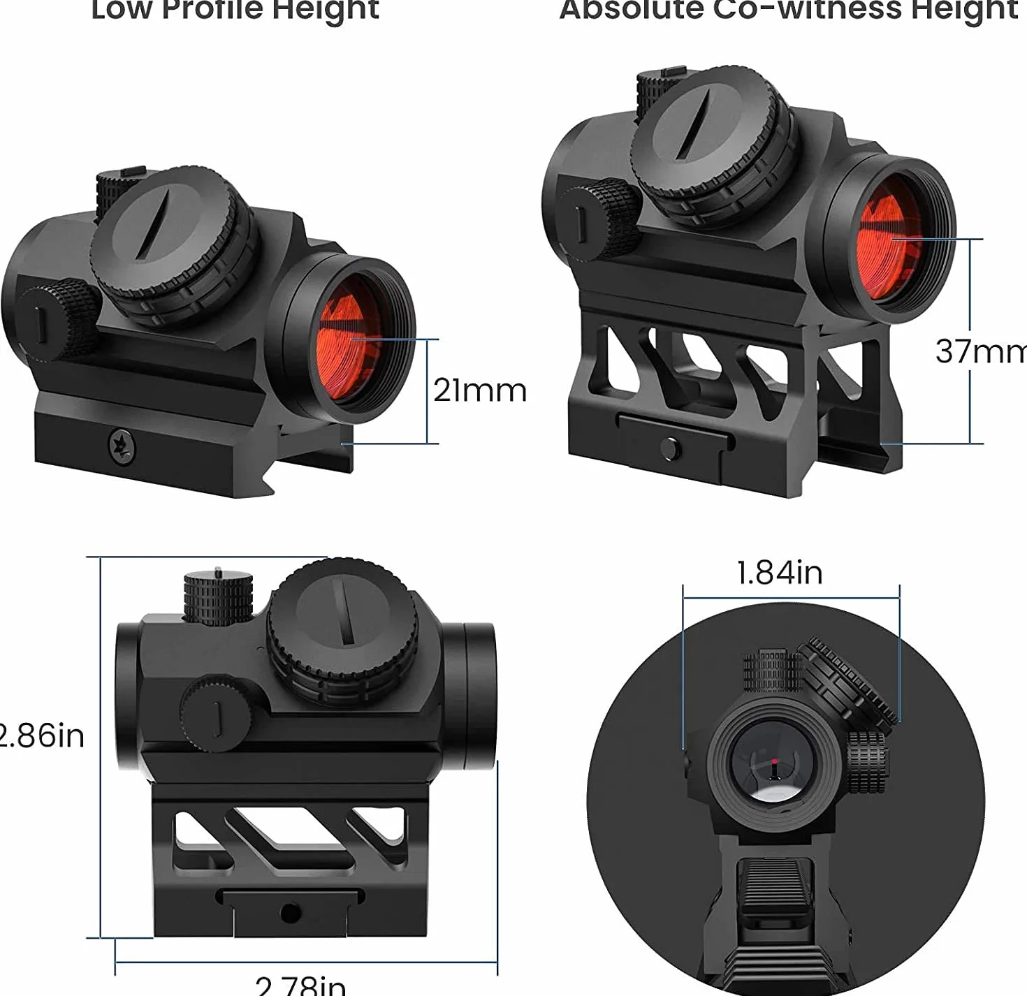 Feyachi V30 2MOA kolimator kolimatorowy automatyczne włączanie i wyłączanie 1x20mm kompaktowy kolimator kolimatorowy, odchylane osłony obiektywu