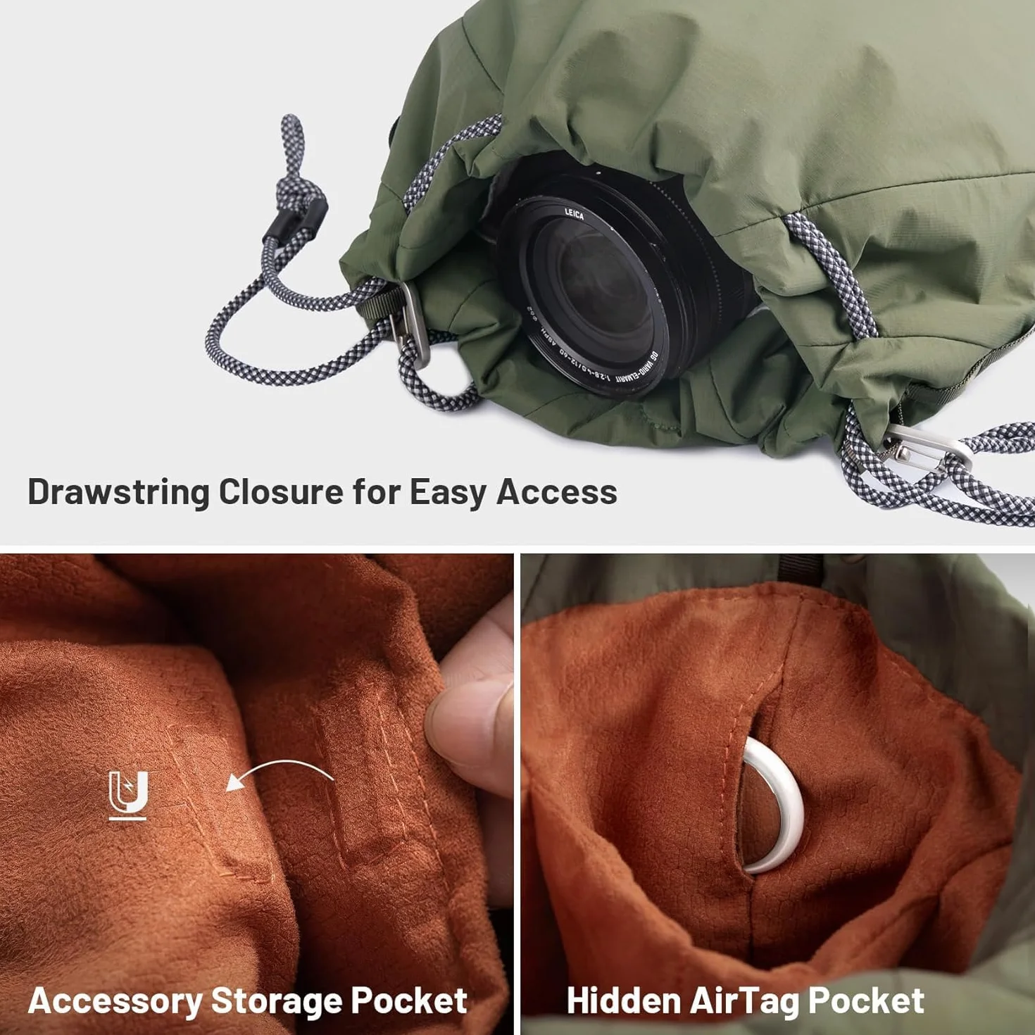 PGYTECH OneGo cameratas met trekkoord straatfotografie zachte handtas schoudertas voor spiegelloze Canon Sony Fuji action camera wit