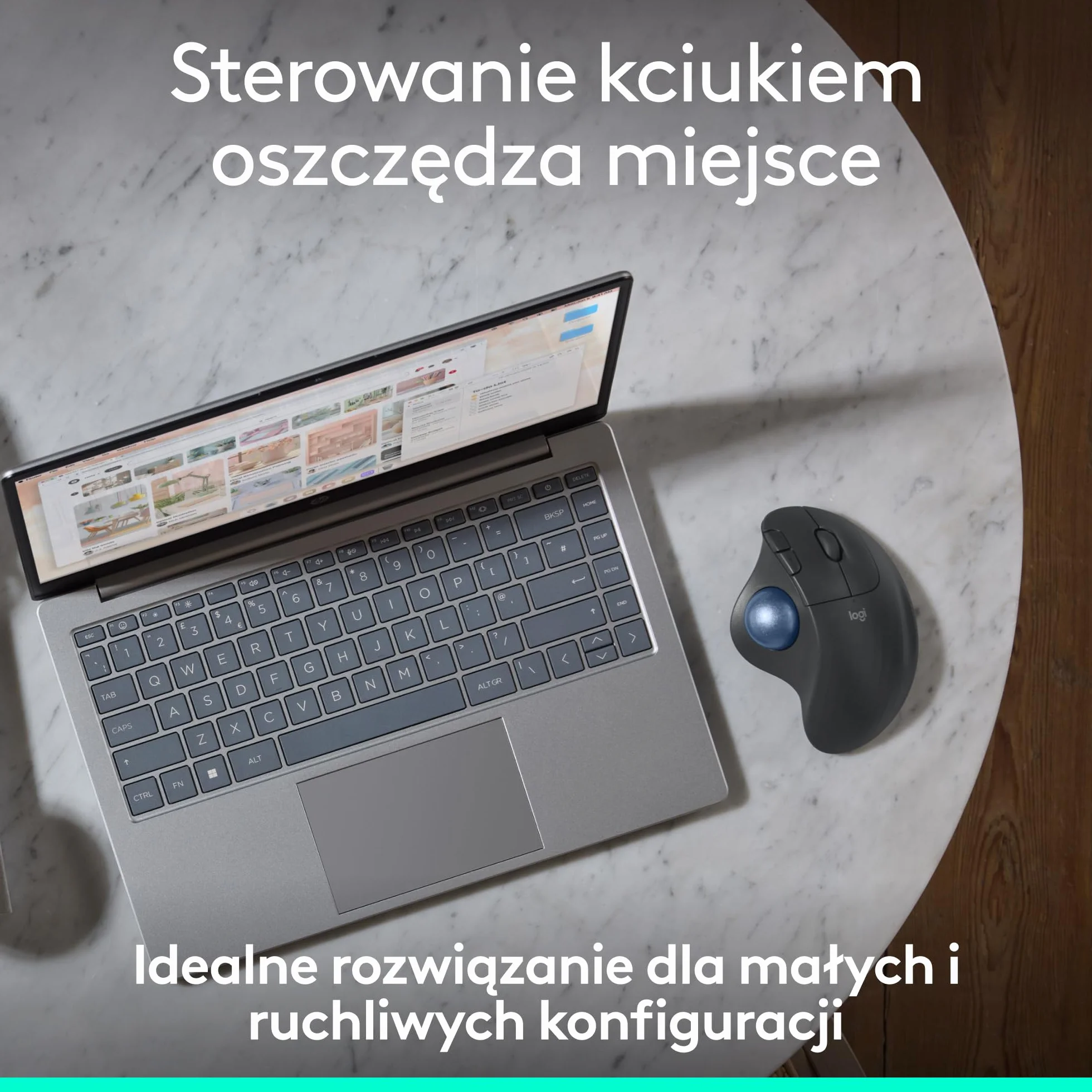 Logitech ERGO M575S bezprzewodowa mysz z trackballem ergonomiczna Bluetooth Grafit