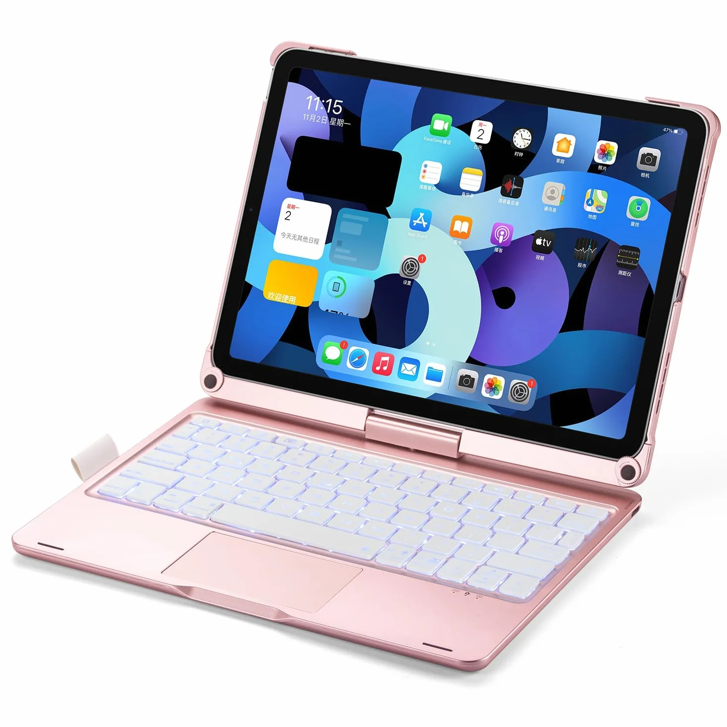 Etui z klawiaturą do iPada Air 4 | Air 5 | Air 11 cali (M2) | Air 11 cali (M3) | Air 11 cali (M4), obracany o 360 stopni touchpad, podświetlana klawiatura