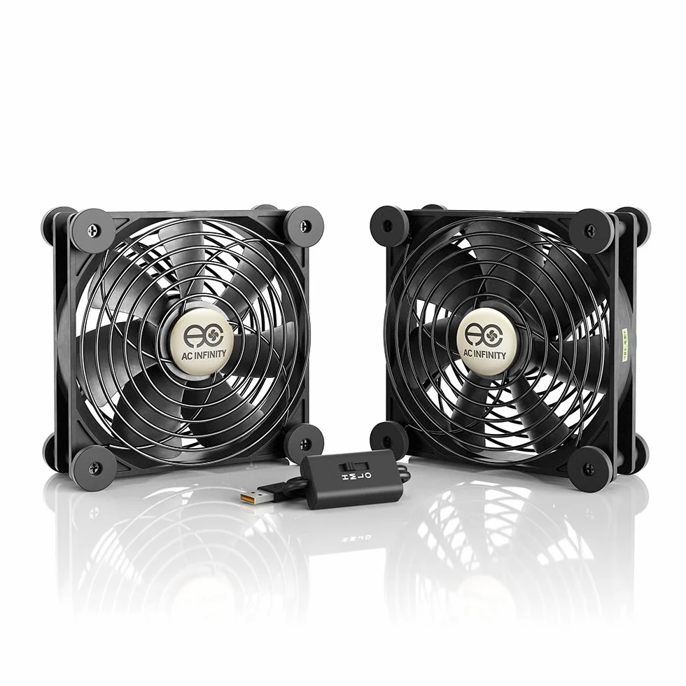 AC Infinity MULTIFAN S7, cichy, podwójny wentylator USB 120 mm do odbiornika, DVR, Playstation, Xbox, szafy, chłodzenia komputera