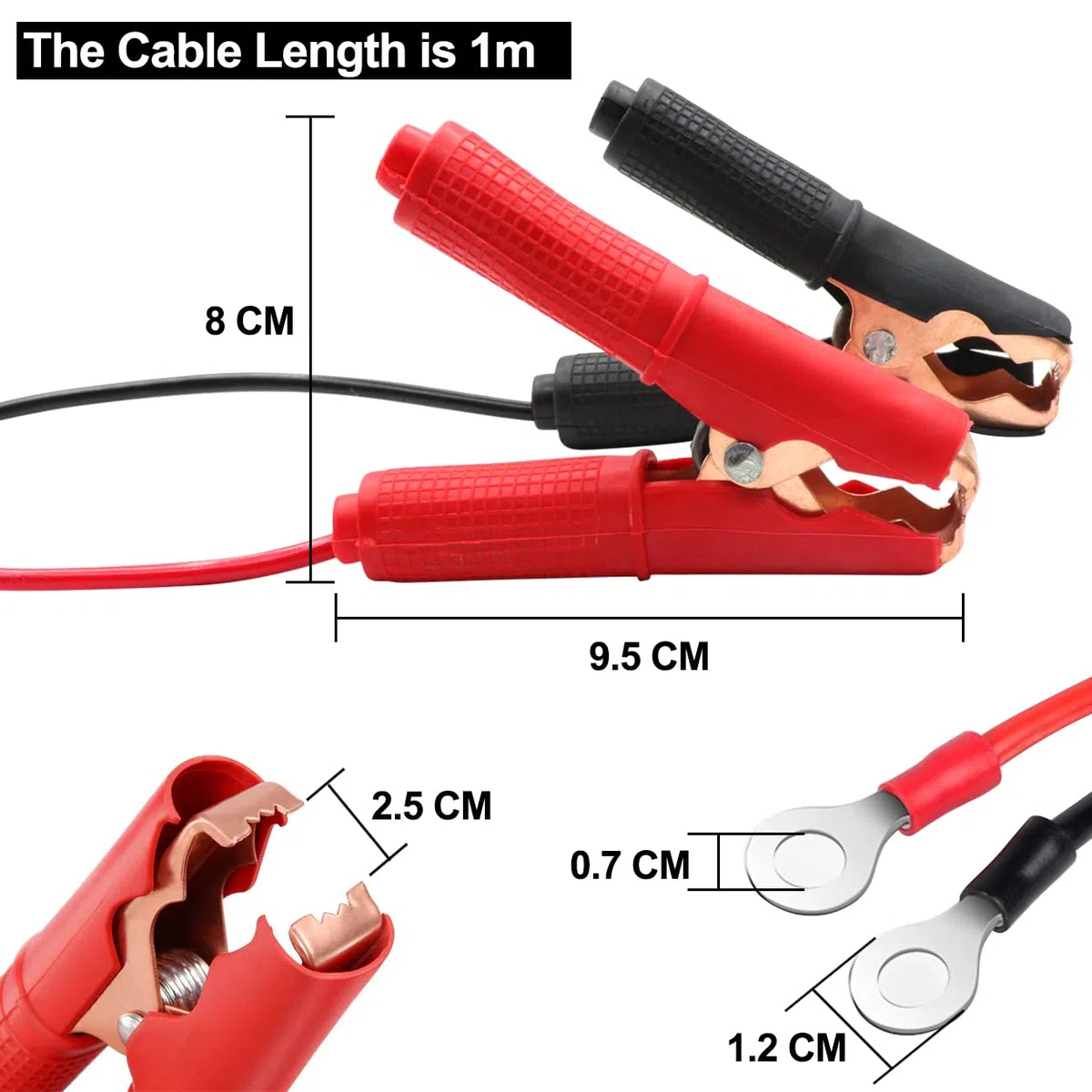 Zaciski do akumulatora krokodyla 12V 24V Zaciski samochodowe krokodyle Zaciski do akumulatora kablowego 30A 14 AWG, do baterii samochodowych innych urządzeń (1.8 m)