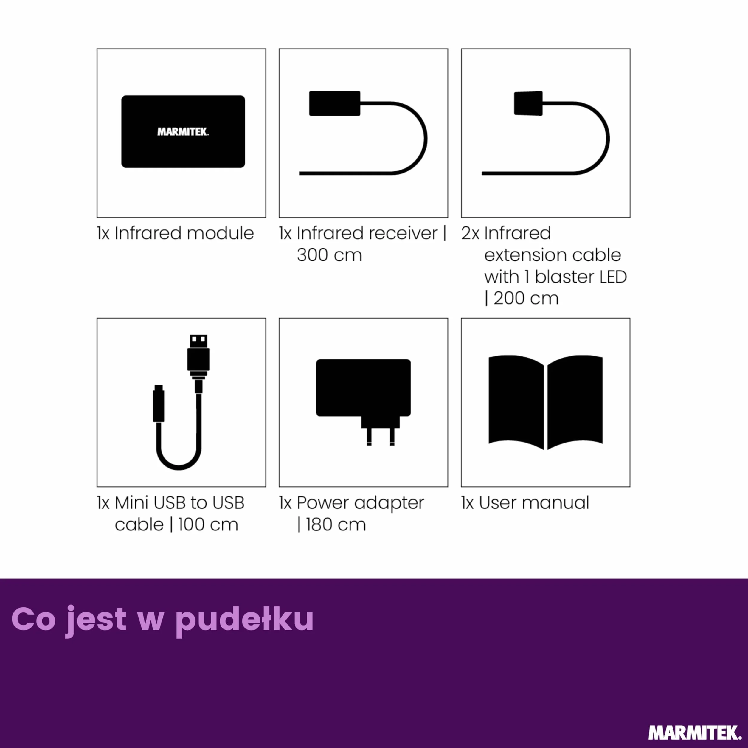 Przedłużacz podczerwieni Marmitek Invisible Control 6 XTRA - sterowanie w szafce - przedłużacz IR z 2 diodami blaster - mały odbiornik IR - do TV dekodera AV