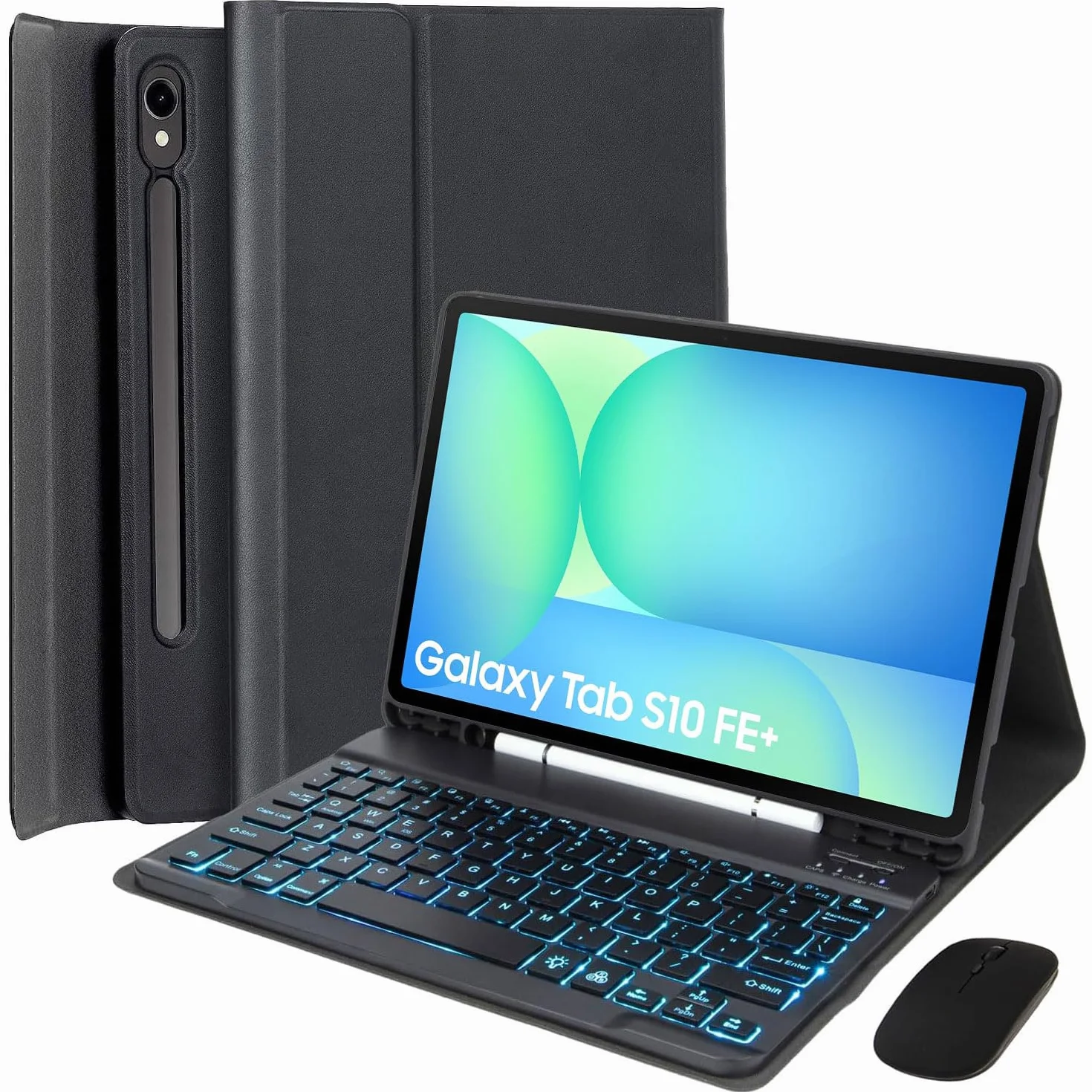 Keyboard Case do Samsung Galaxy Tab S10 FE+ Plus 13,1 cala 2025 (SM-X620/X626), podświetlana Bluetooth klawiatura, czarny