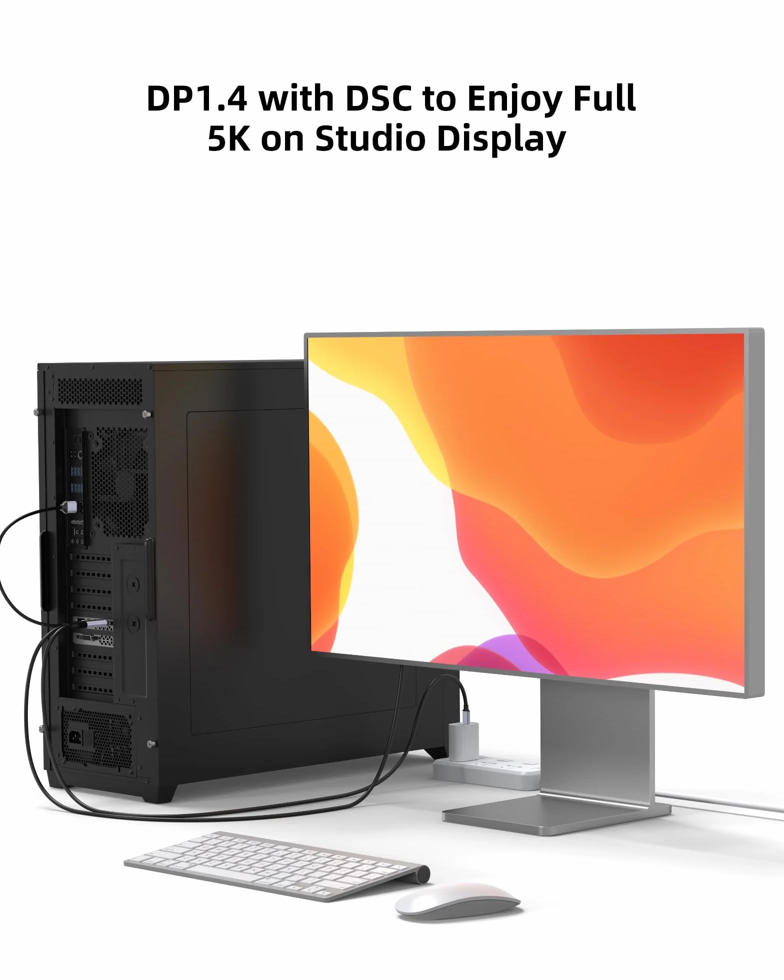 Fairikabe Kabel DisplayPort do USB-C 4K 60 Hz, Jednokierunkowy 2 m do Przenośnego Monitora Dotykowego, Szkła Nreal Air/Huawei VR, Projektora