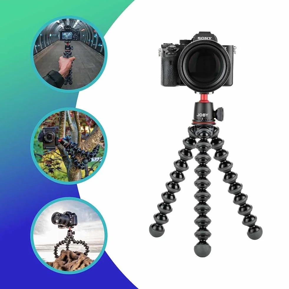 JOBY GorillaPod JB91507 kompaktowy stojak 3K i głowica kulowa do kompaktowych aparatów, statyw podróżny do aparatów, urządzenia do 3 kg, JB91507, wyprodukowano we Włoszech, czarny/węgiel drzewny