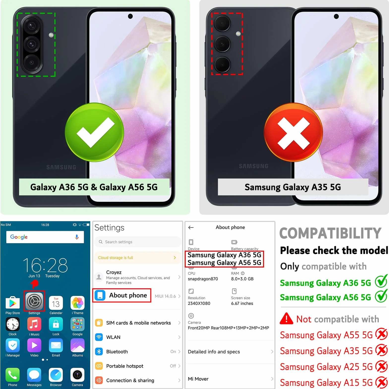 Ganbary Handyhülle für Samsung Galaxy A36 / A56 5G Hülle, Premium Leder Klapphülle [Kartenschlitz] [Magnetverschluss] [Standfunktion] Komórka do Galaxy A36 / A56 5G etui ochronne, czarny czarny