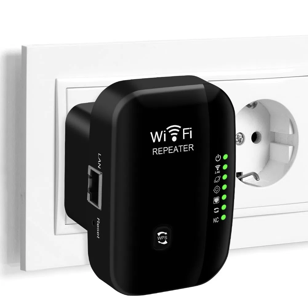 Flintronic Repeater WiFi, 2,4 GHz WiFi Extender, potężny wzmacniacz WiFi obejmuje do 20 urządzeń, bezprzewodowy wzmacniacz sygnału sieciowego, zakres wzmacniacza WiFi z portem Ethernet