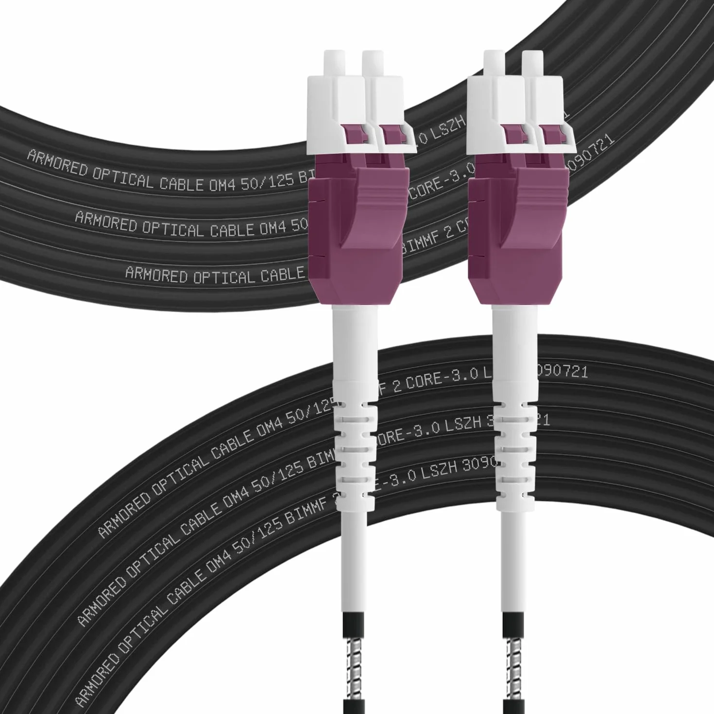 30 m OM4 LWC kabel światłowodowy opancerzony LC na LC, Uniboot Duplex Multimode 40G/100G, (10m-200m) AD-3mm LSZH
