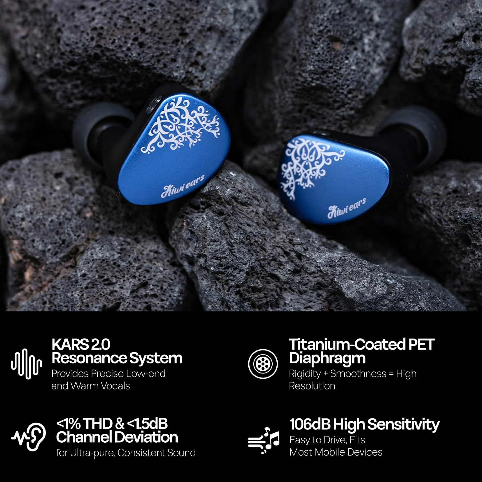Linsoul Kiwi Ears Cadenza II 10 mm tytanowy przetwornik douszny, przewodowe słuchawki douszne HiFi z KARS 2.0, precyzyjna równowaga tonów, aluminiowa płytka czołowa CNC dla muzyków (Blue)