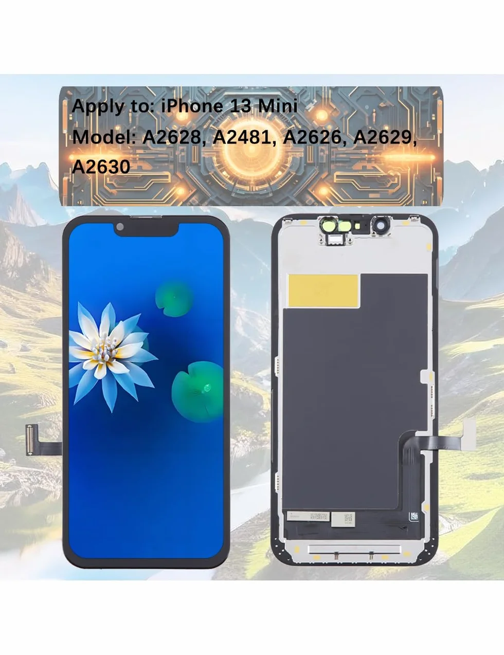 H&LYCYJ Wyświetlacz do iPhone 13 Mini A2628 A2481 A2626 ekran LCD zamiennik ekranu 3D Touch Full HD ekran dotykowy ID digitizer ramka montażowa, wodoodporna adhesive, zestawy naprawcze