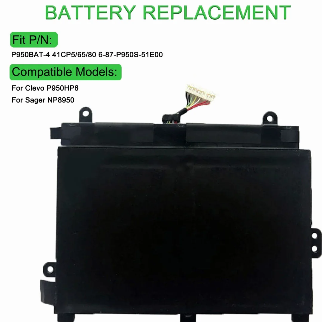 XITAIAN 55Wh 3500mAh 15.2V P950BAT-4 6-87-P950S-51E00 Kompatybilny z Bateria Zamiennik do Clevo P950HP6 Dla Sager NP8950 41CP5/65/80