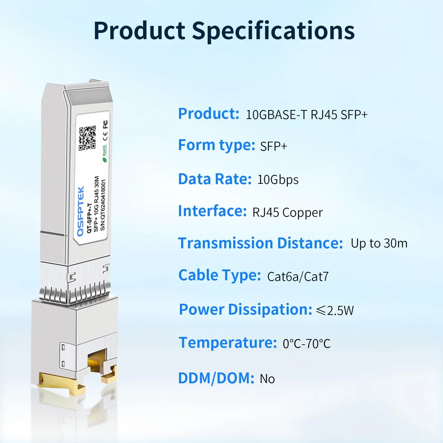 QSFPTEK 2 Pakiet 10GBASE-T SFP+ do RJ45 Copper Mini-GBIC Transceiver dla Cisco SFP-10G-T-S, Ubiquiti UF-RJ45-10G, Mikrotik, Supermicro, CAT6A/CAT7, do 100FT(30M)