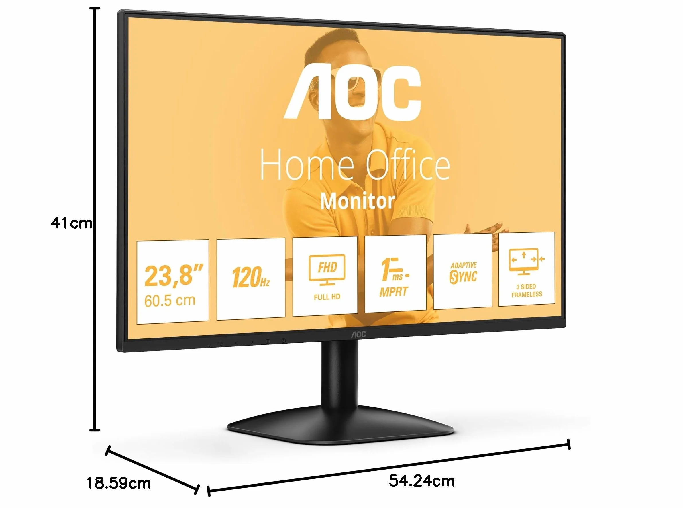 AOC 24B31H - 24-calowy monitor Full HD, 120 Hz, adaptacyjna synchronizacja obrazu (1920 x 1080, 1x D-Sub, 1x HDMI 1.4), czarny
